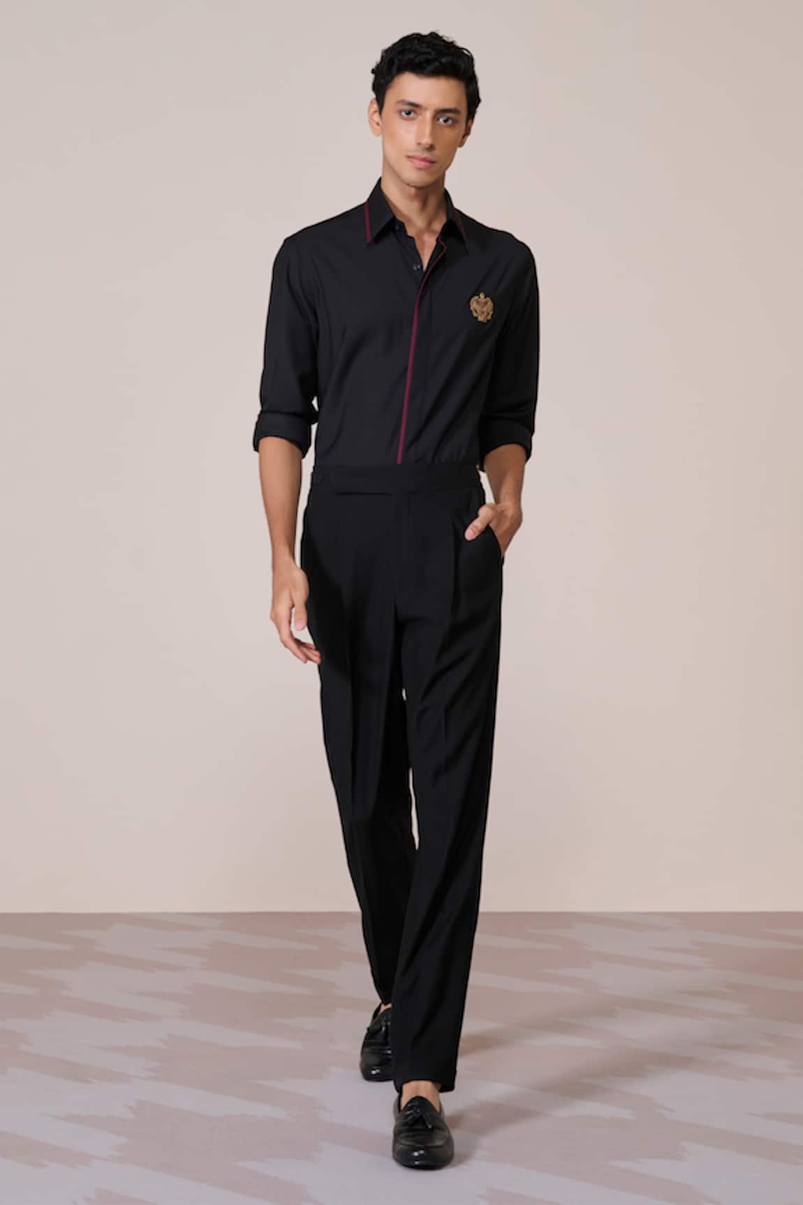 S&N By Shantnu Nikhil Black Slim-Fit Shirt  