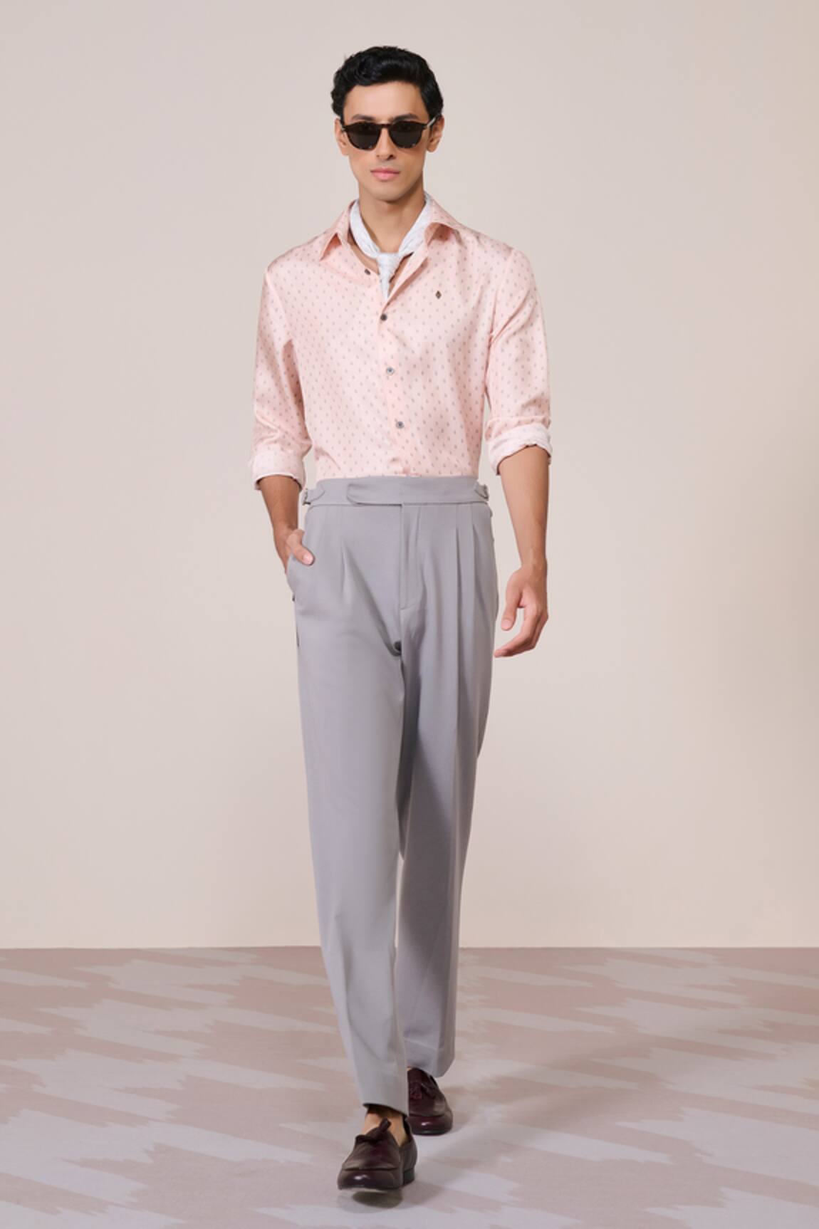 S&N By Shantnu Nikhil Pink Silk Twill Shirt  
