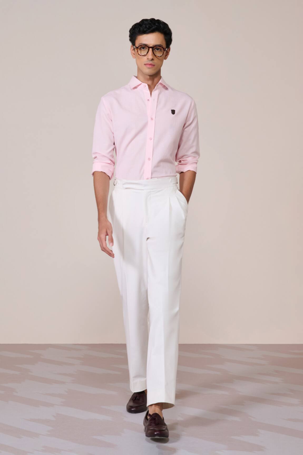 S&N By Shantnu Nikhil Classic Faux Leather Crest Shirt 
