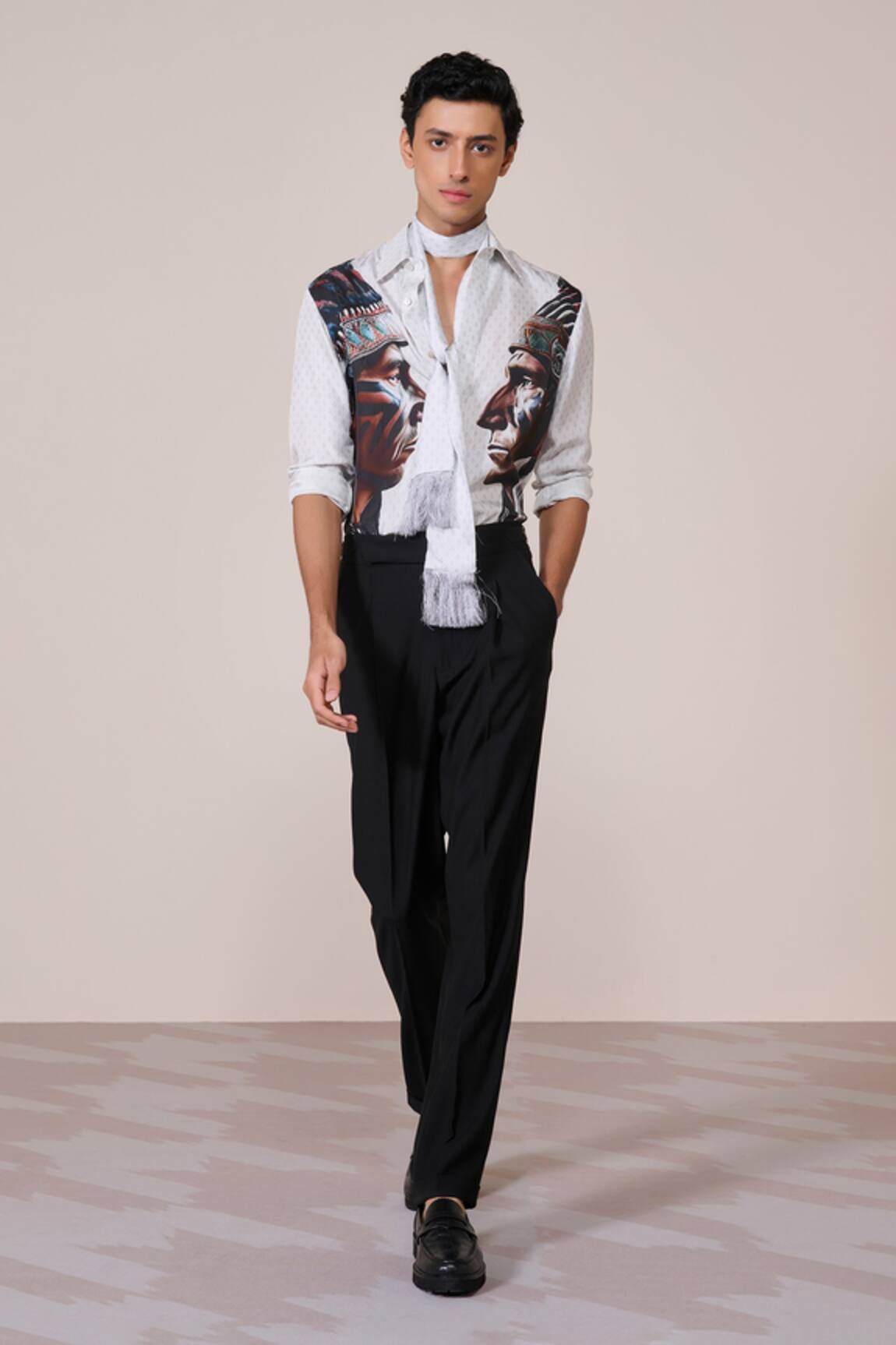 S&N By Shantnu Nikhil Print Silk Twill Shirt 