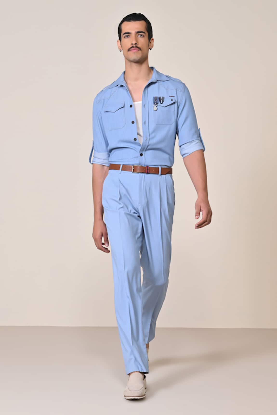 S&N By Shantnu Nikhil Light Denim Utility Shirt 