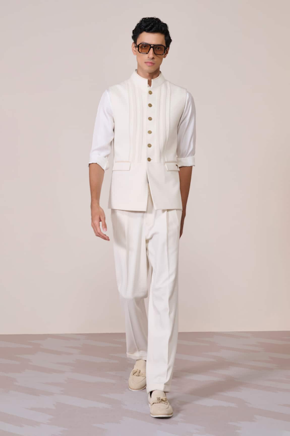 S&N By Shantnu Nikhil Offwhite Sartorial Nehru Jacket 