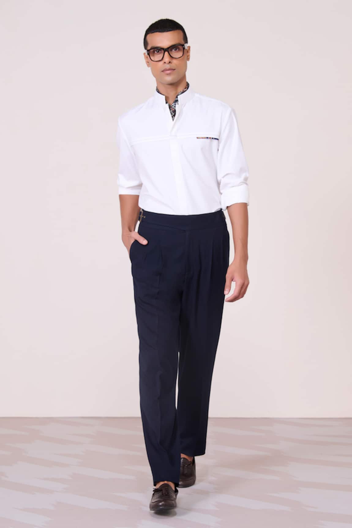 S&N By Shantnu Nikhil Offwhite Nehru-Collar Designer Shirt 