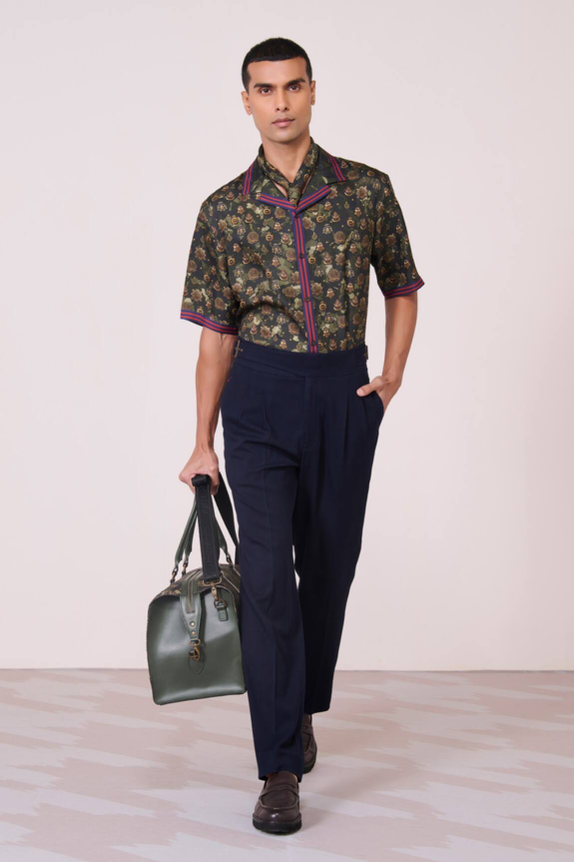 S&N By Shantnu Nikhil Houndstooth Print Silk Shirt 