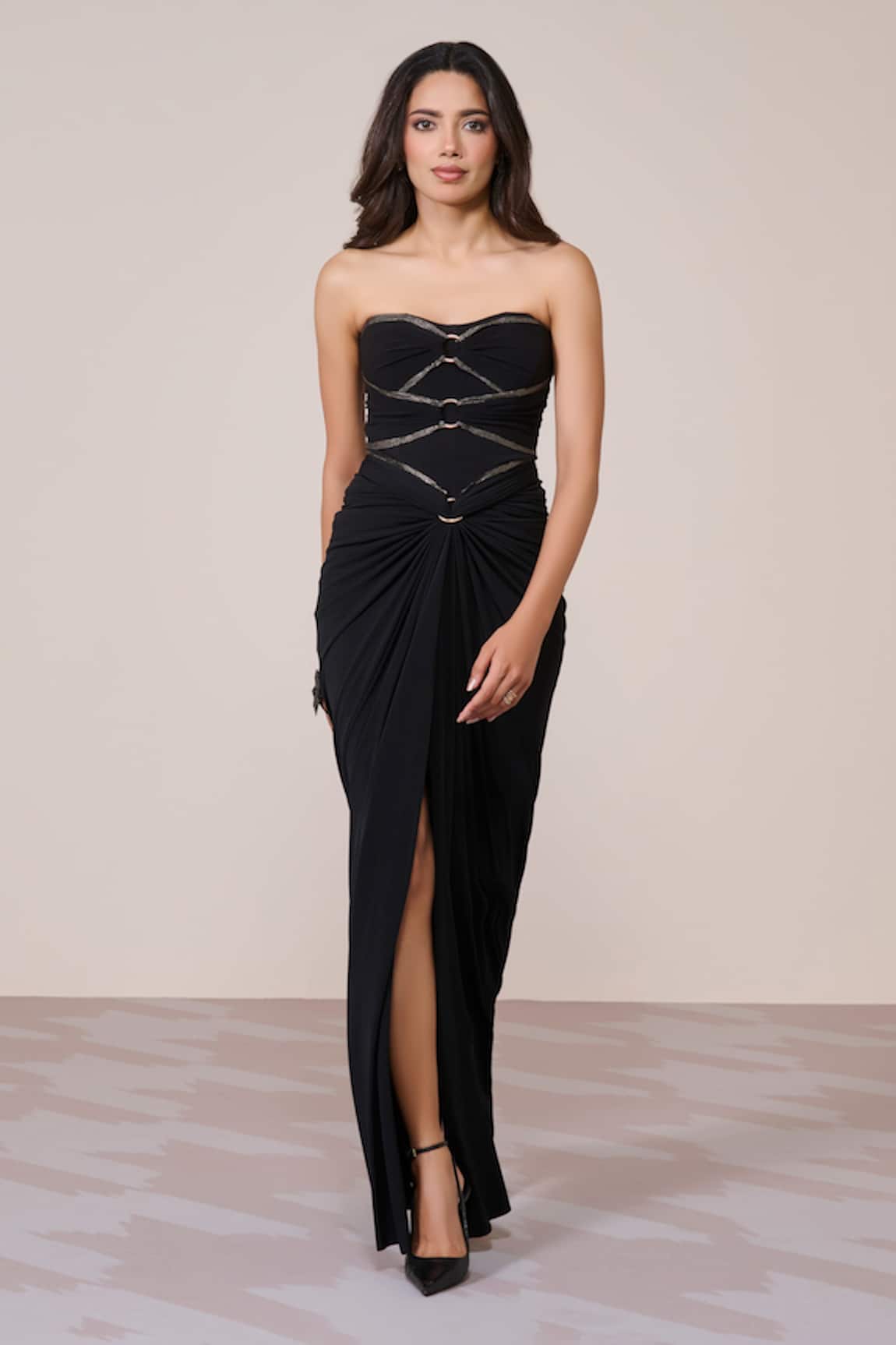 S&N By Shantnu Nikhil Corset Gown With Hoop Detailing 