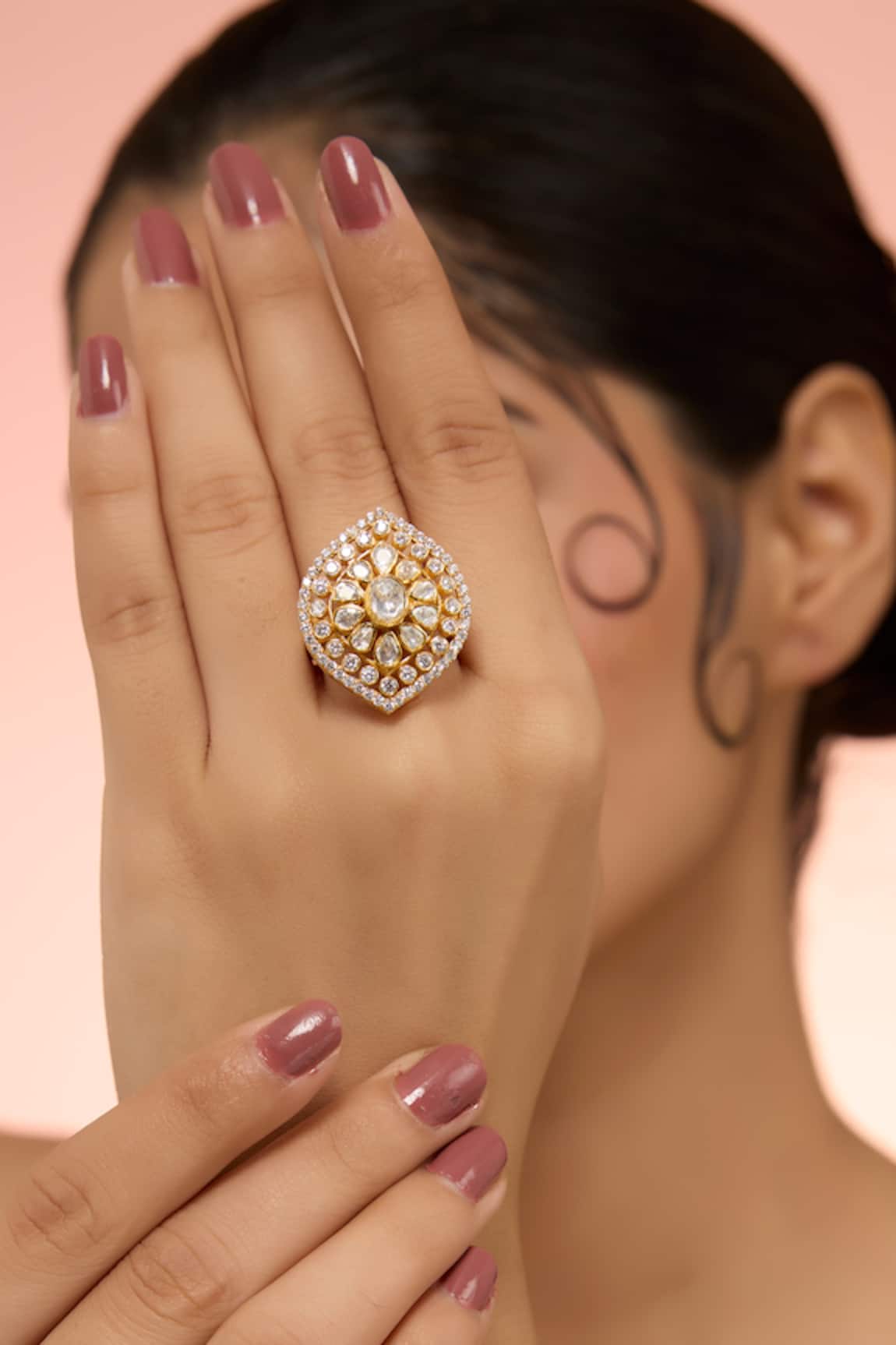 Karisa Designs Designer Moissanite Polki Ring 