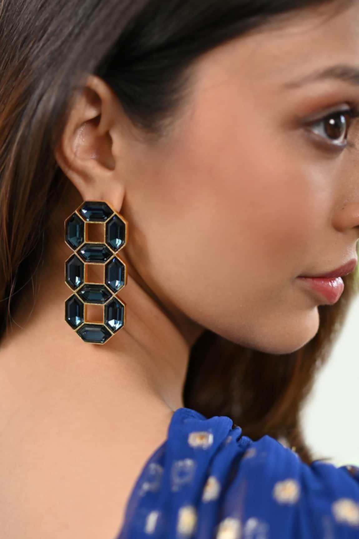 Bblingg Cavana Statement Studs with Blue Crystals 