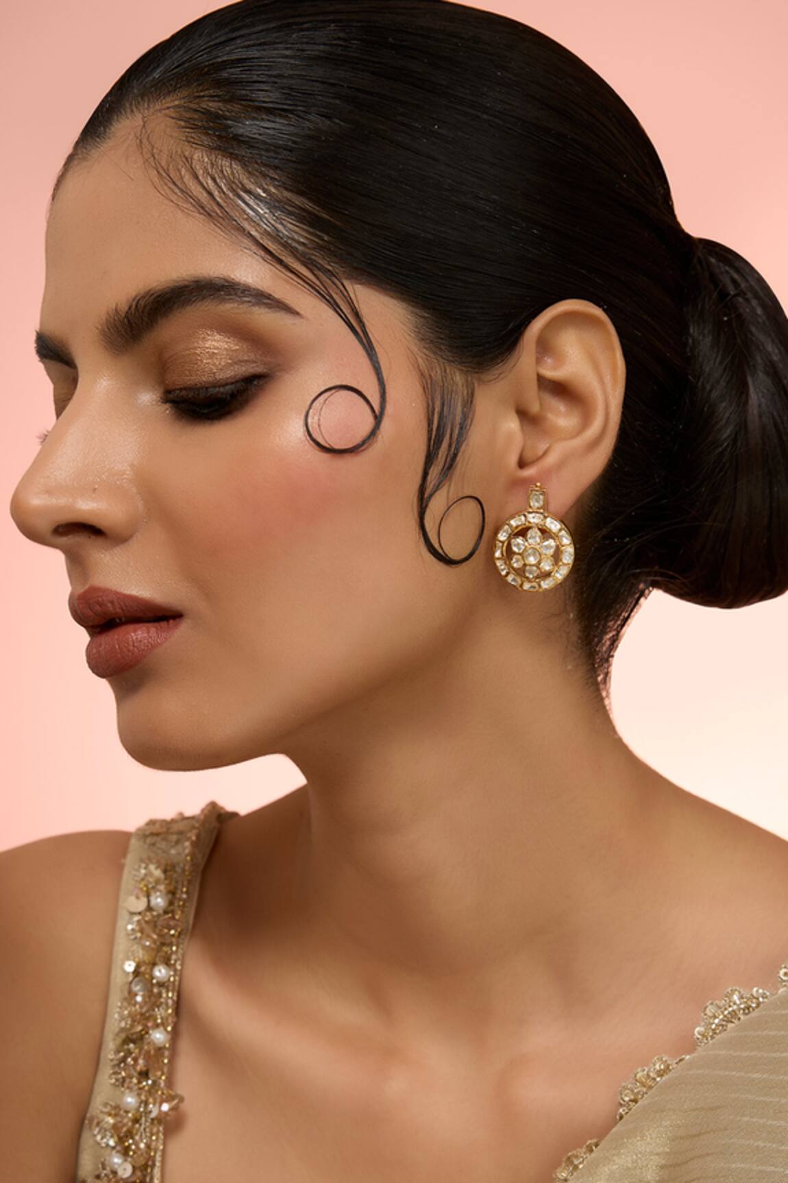 Karisa Designs Designer Moissanite Polki Earrings 