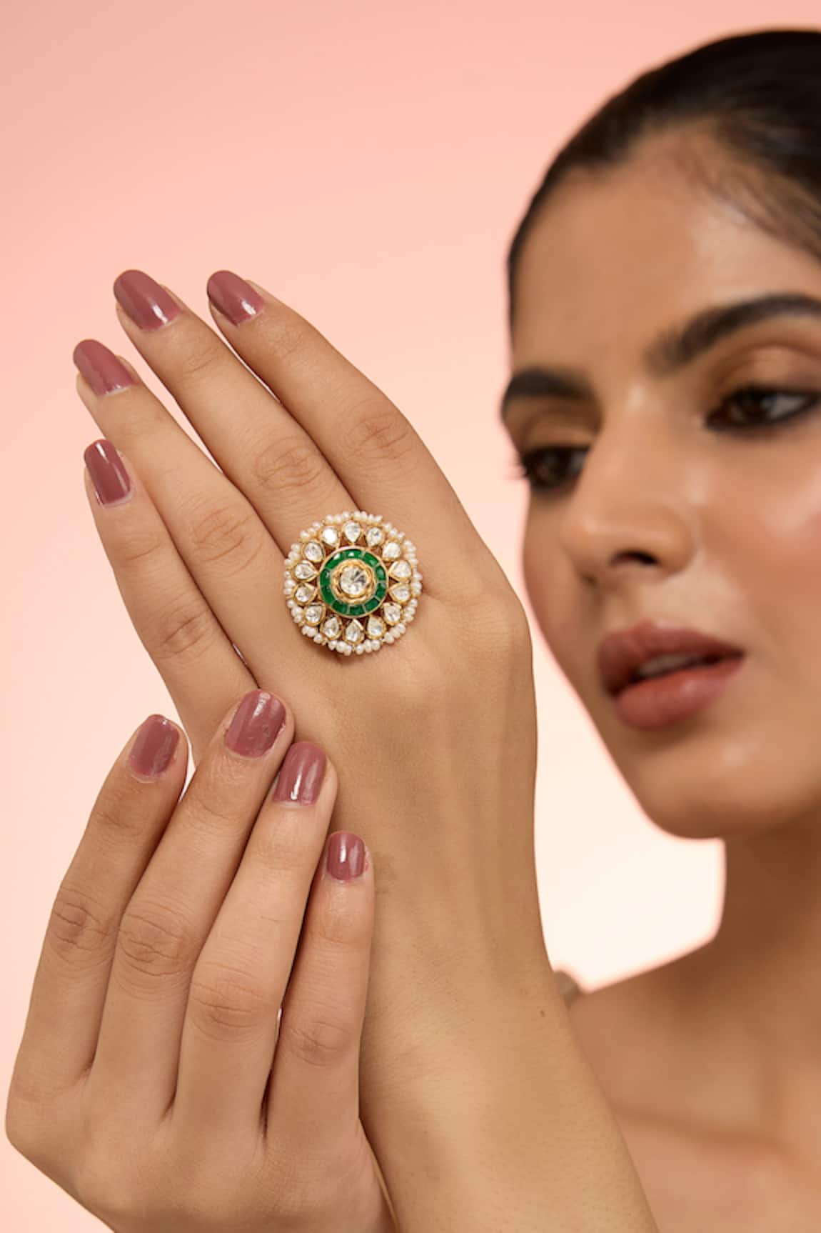 Karisa Designs Handcrafted Moissanite Polki Ring 