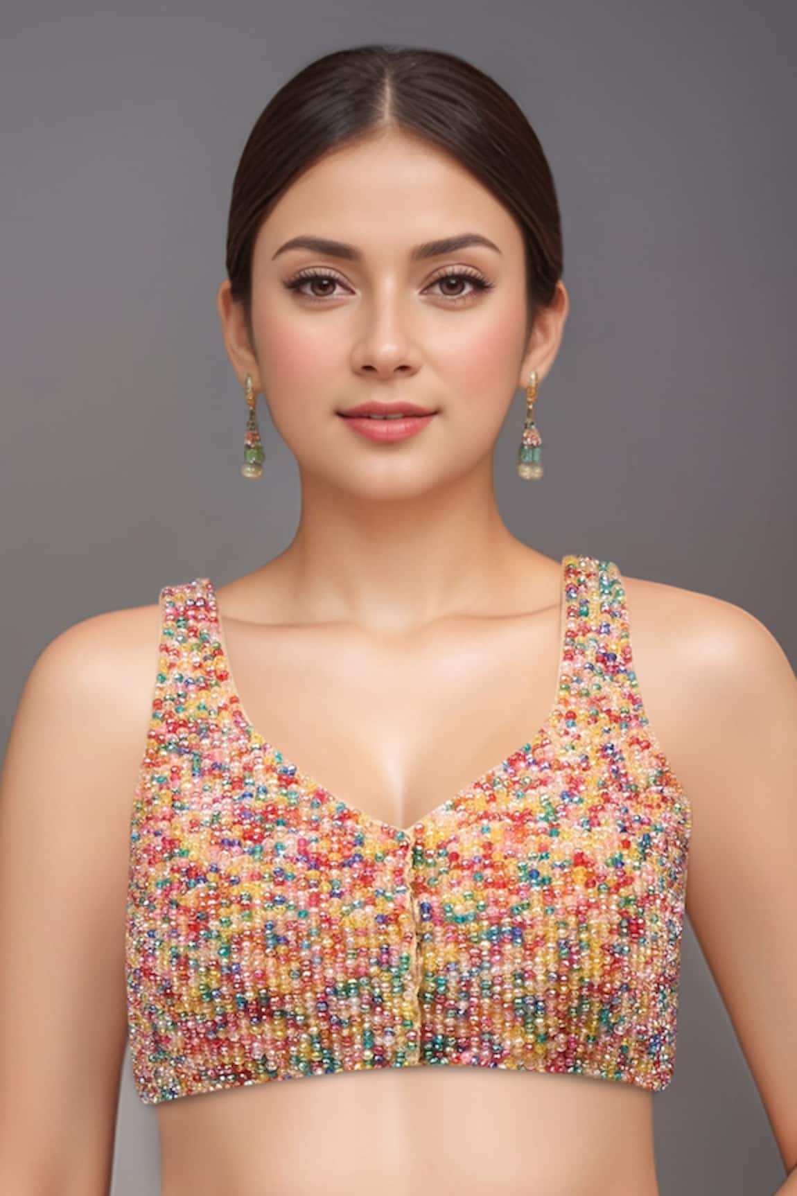 Samyukta Singhania Multicolor Crystal Beaded Blouse 