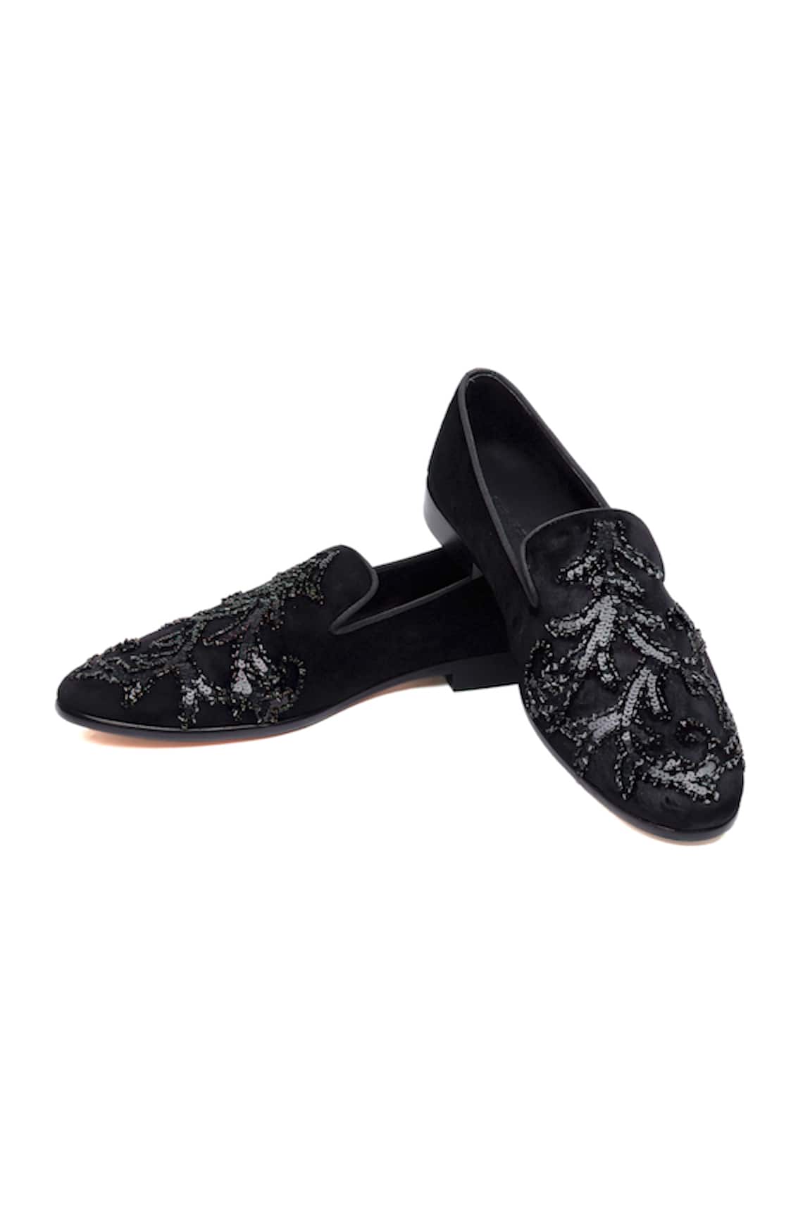 Shutiq Black Velvet Designer Shoes 
