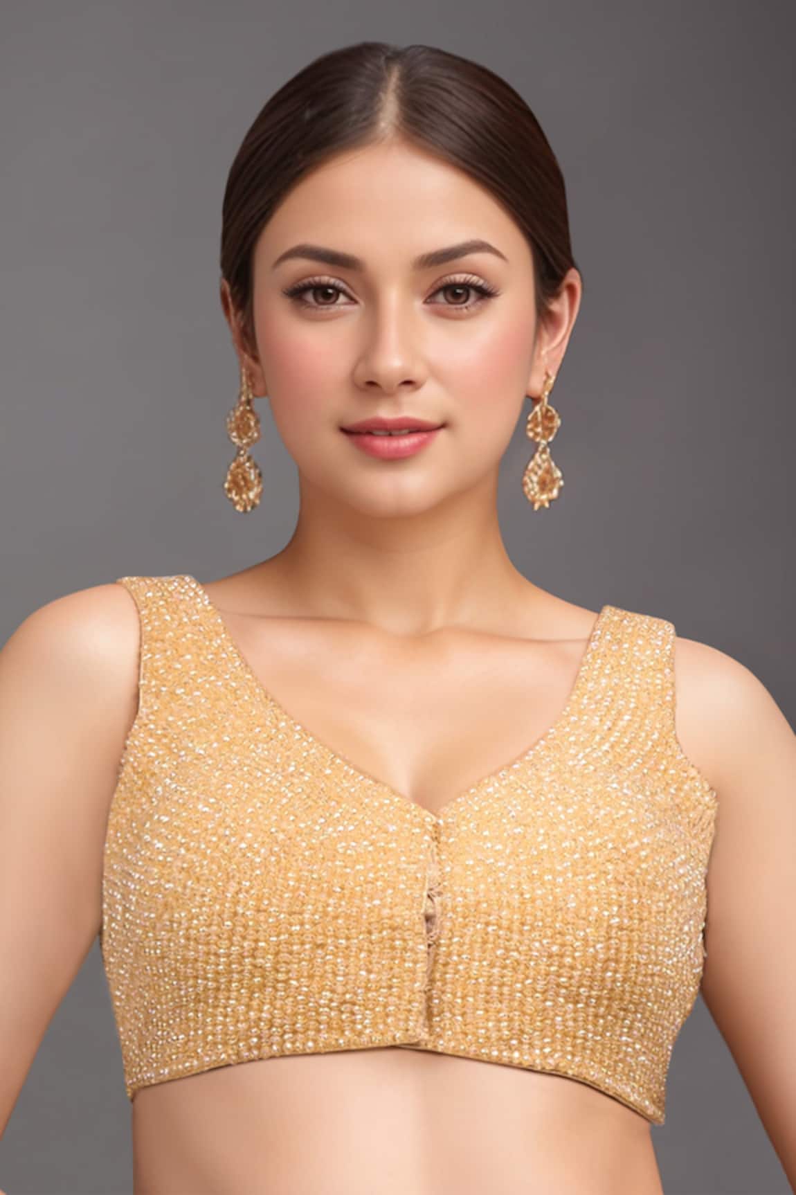 Samyukta Singhania Padded Gold Hand Embroidered Blouse 