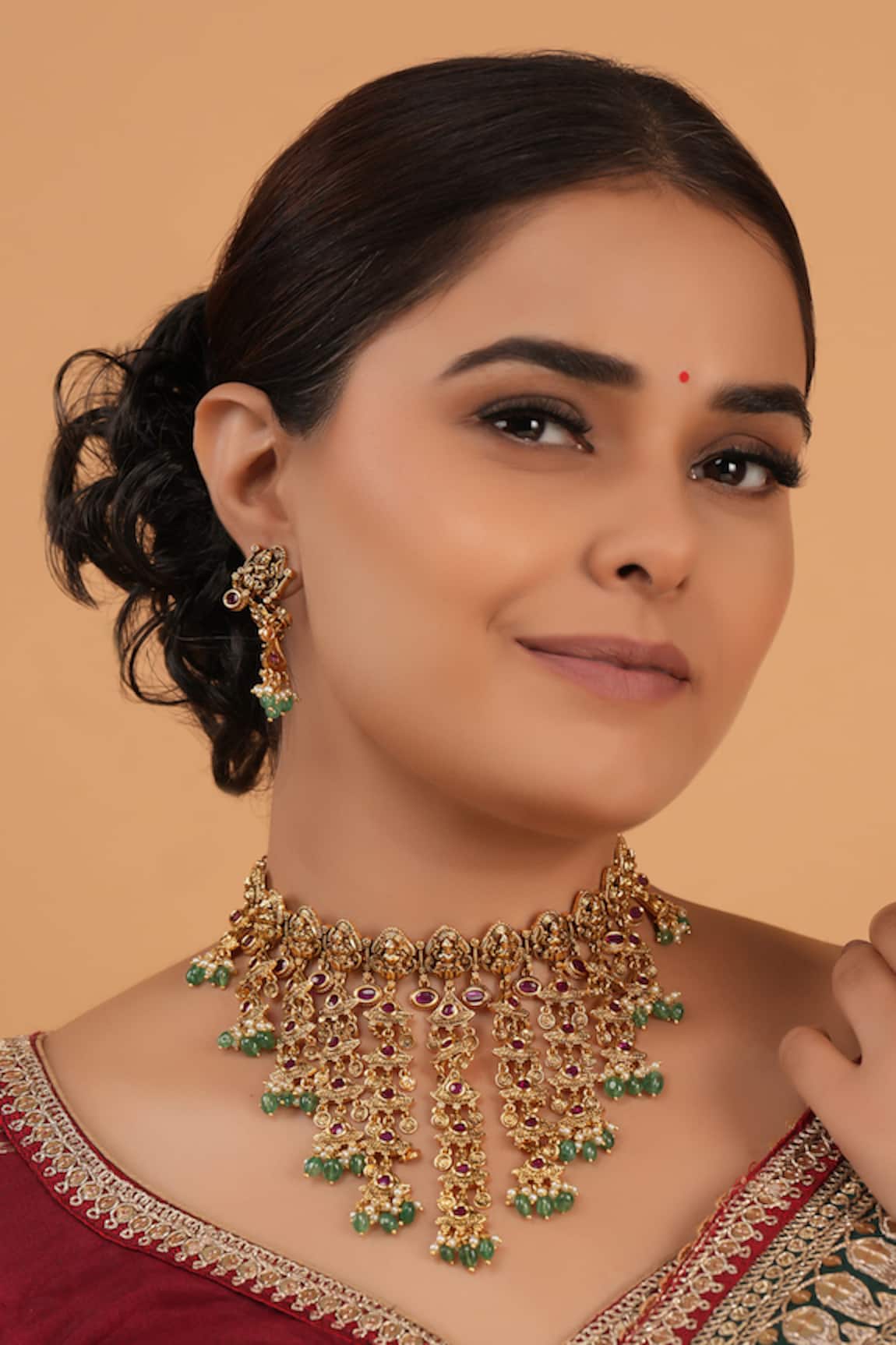 Smars Jewelry Gold Designer Necklace & Earring Set 