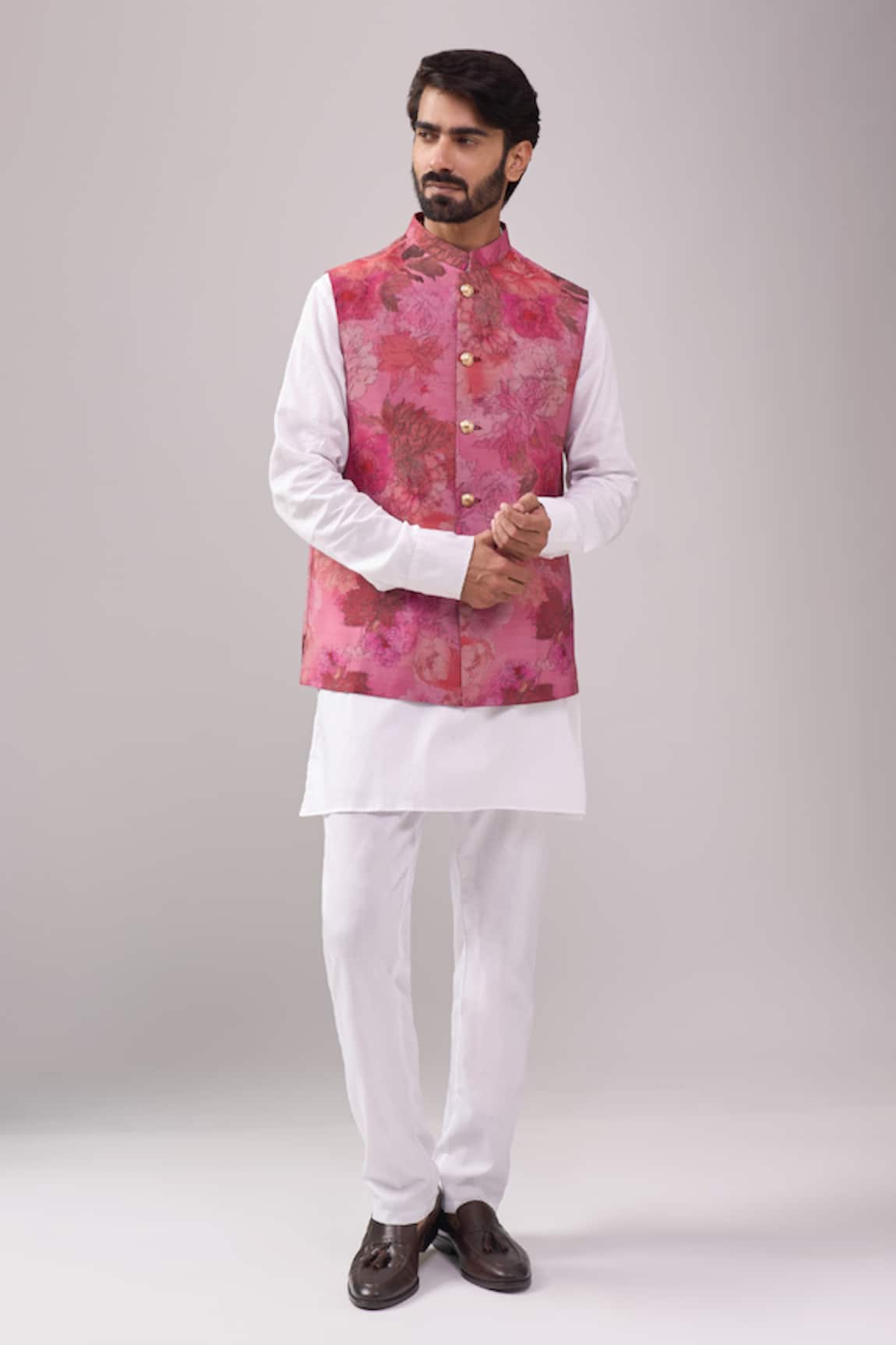 Spring Break Pink Digital Print Jacket Kurta Set 