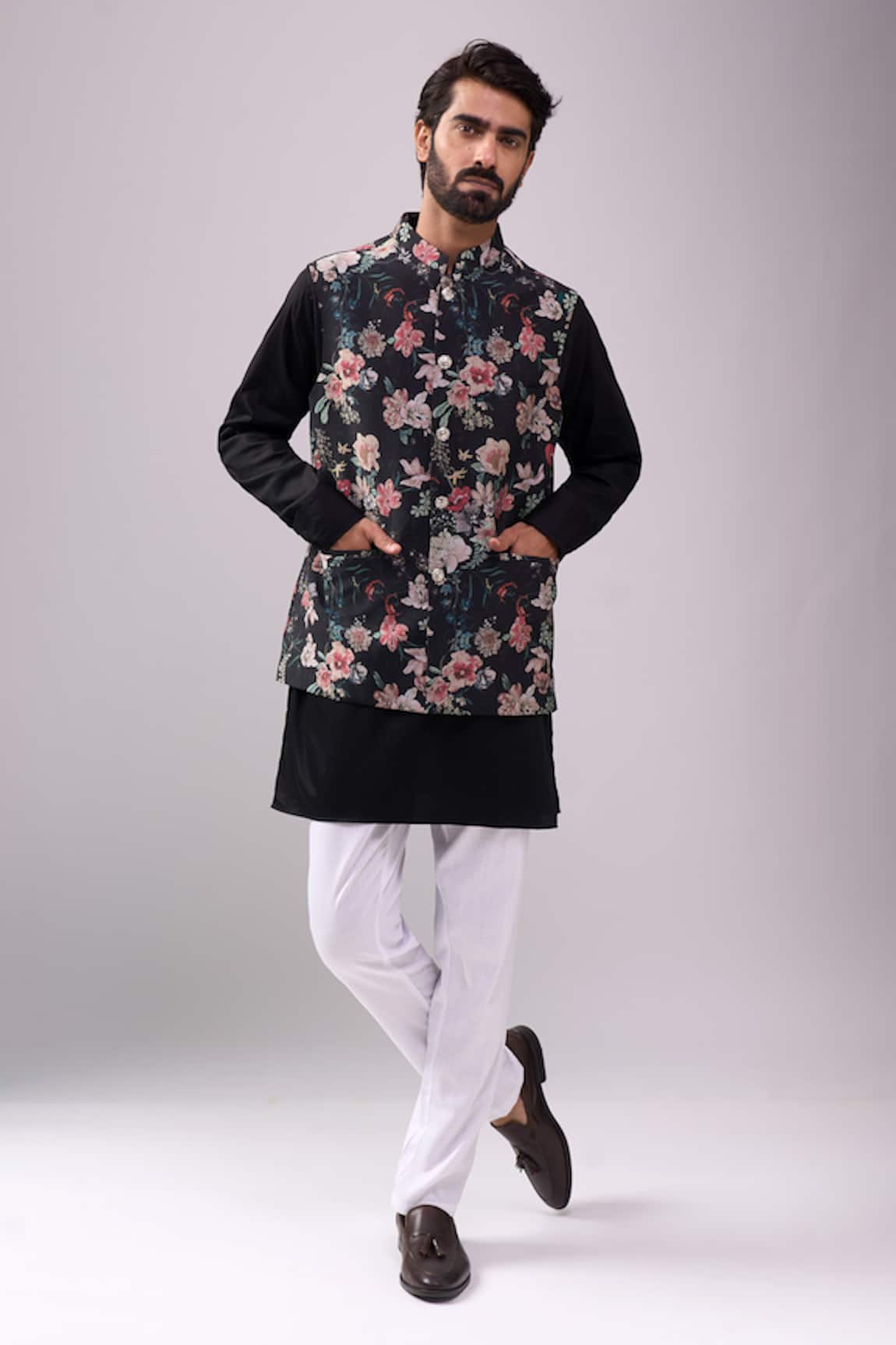 Spring Break Floral Digital Print Jacket Kurta Set 