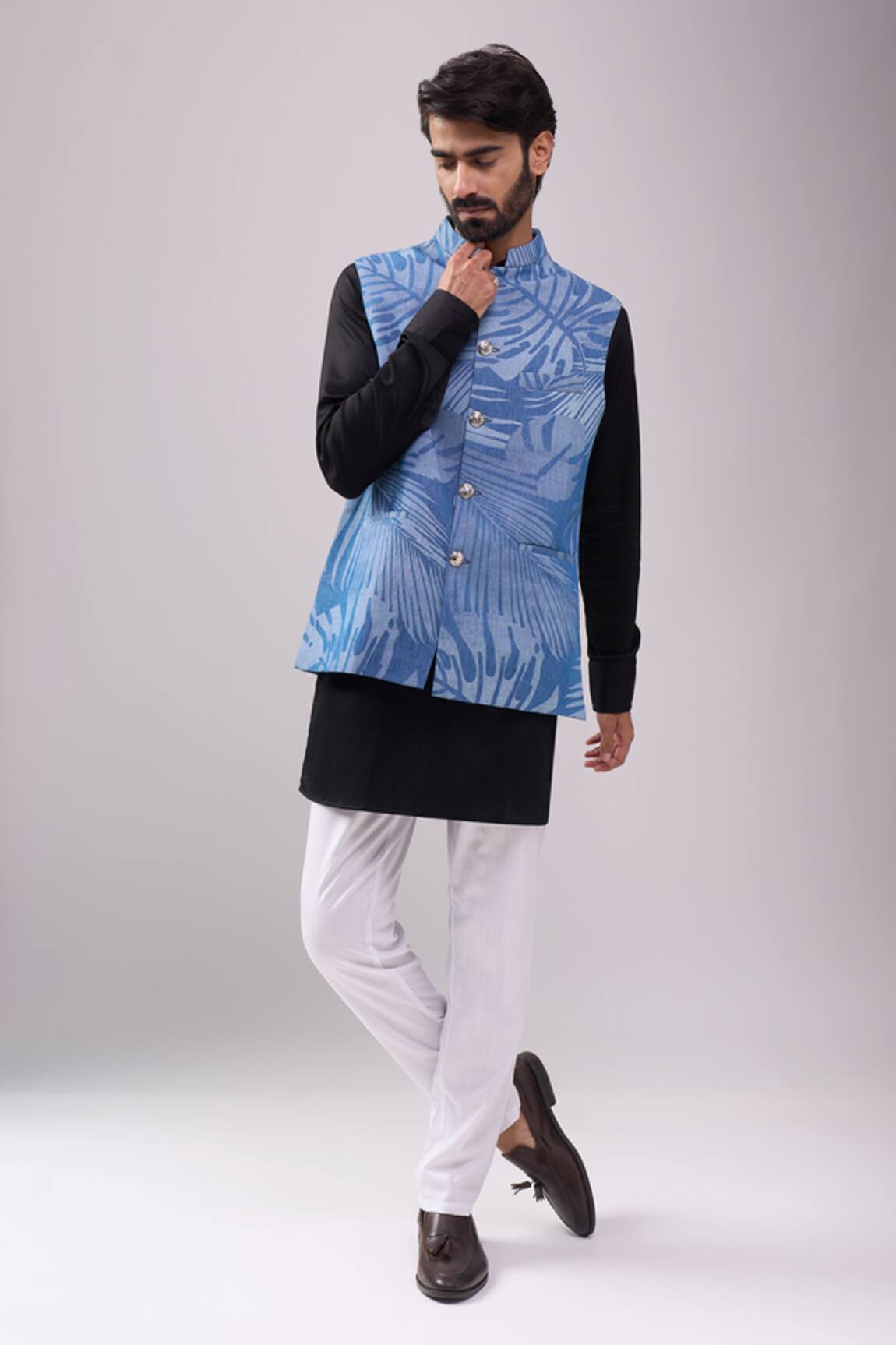 Spring Break Denim Tropical Jacket Kurta Set 