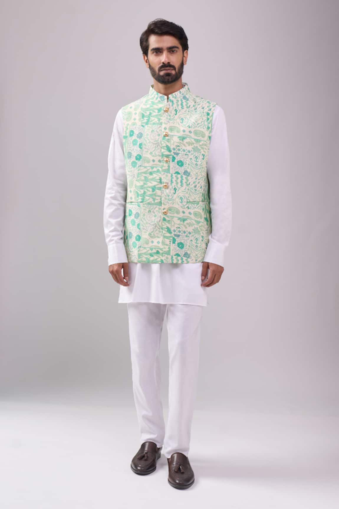 Spring Break Botanical Print Jacket Kurta Set 