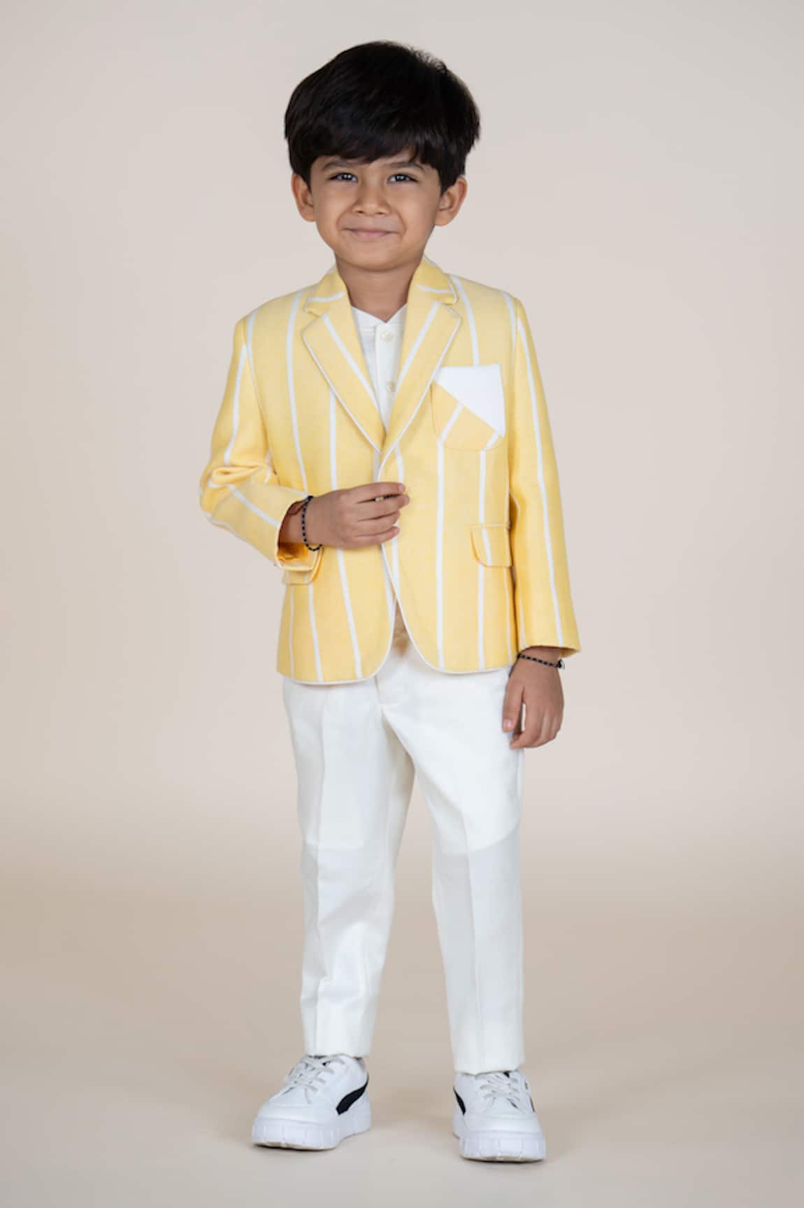Little Boys Closet Yellow Striped Blazer & Pant Set 