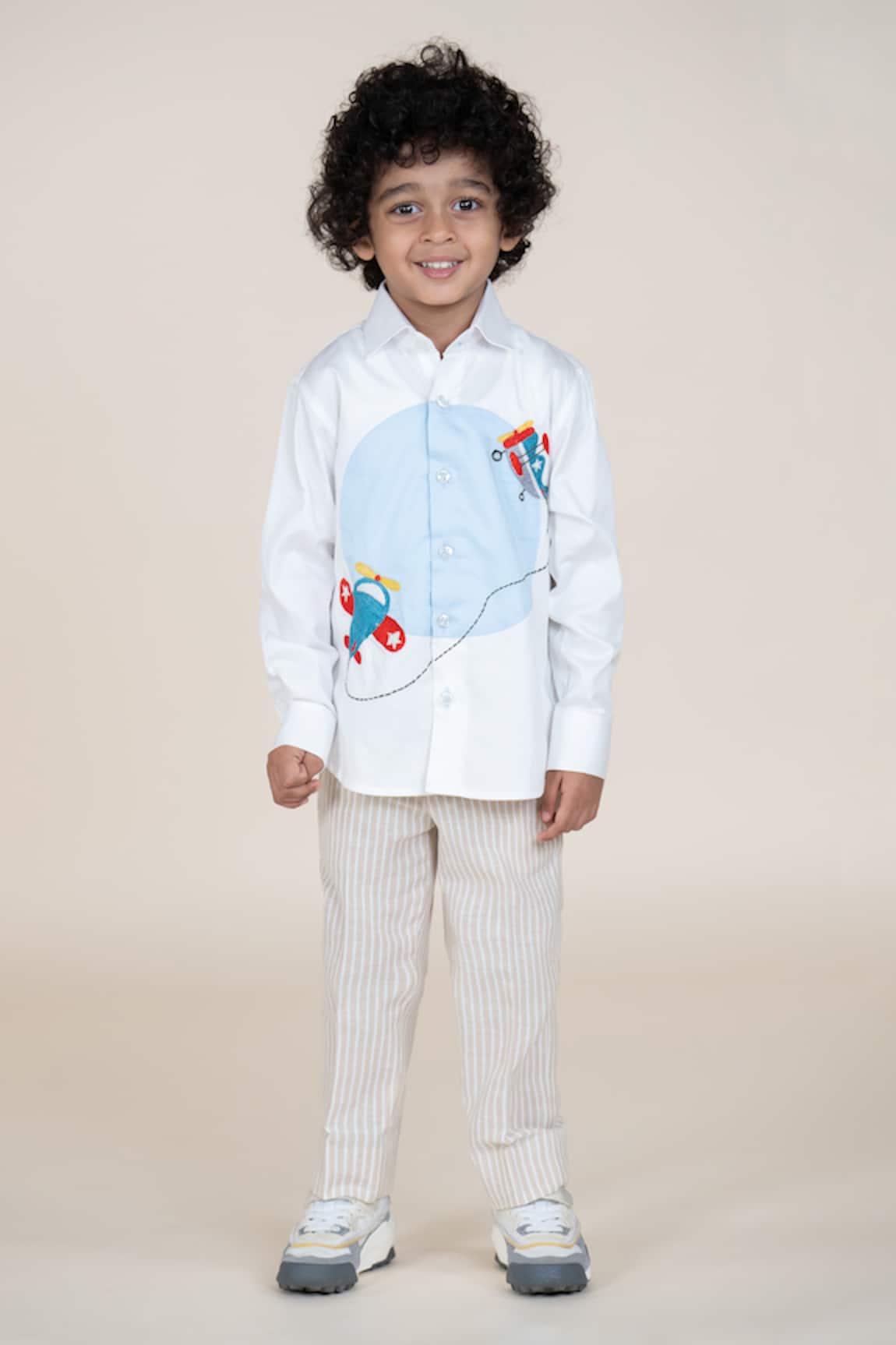 Little Boys Closet Designer White Cotton Satin Shirt 
