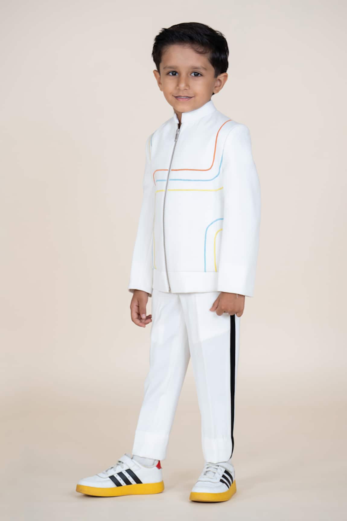 Little Boys Closet White Designer Jacket & Pant Set 
