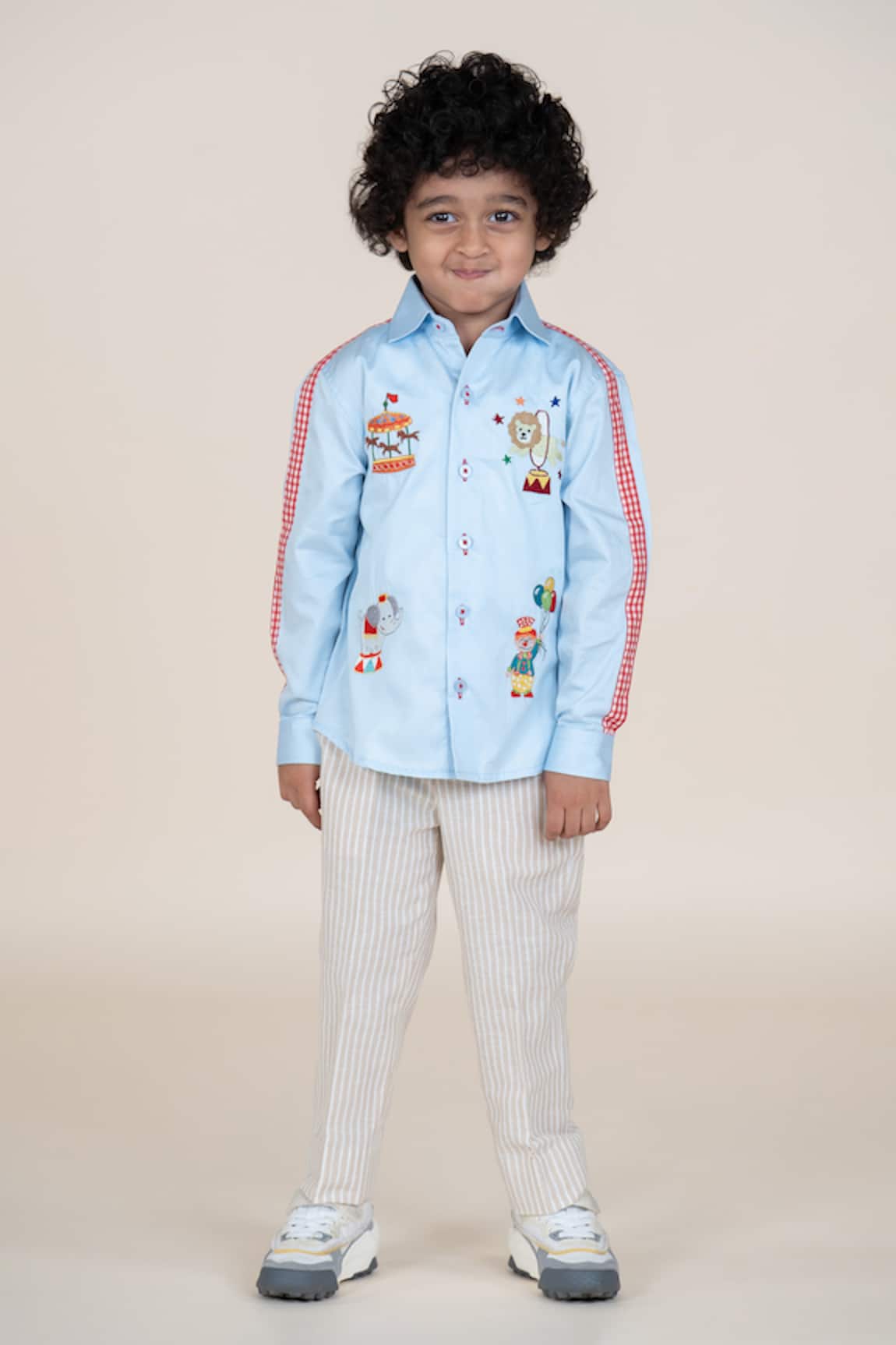 Little Boys Closet Designer Blue Cotton Satin Shirt 