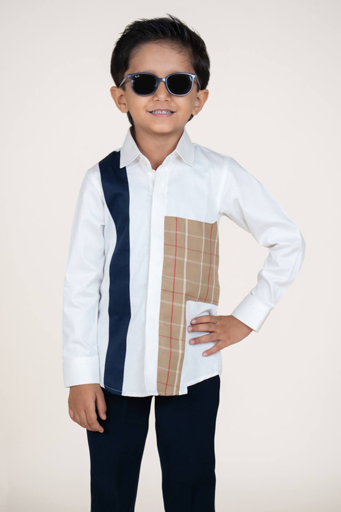 Little Boys Closet Designer White Cotton Satin Shirt 