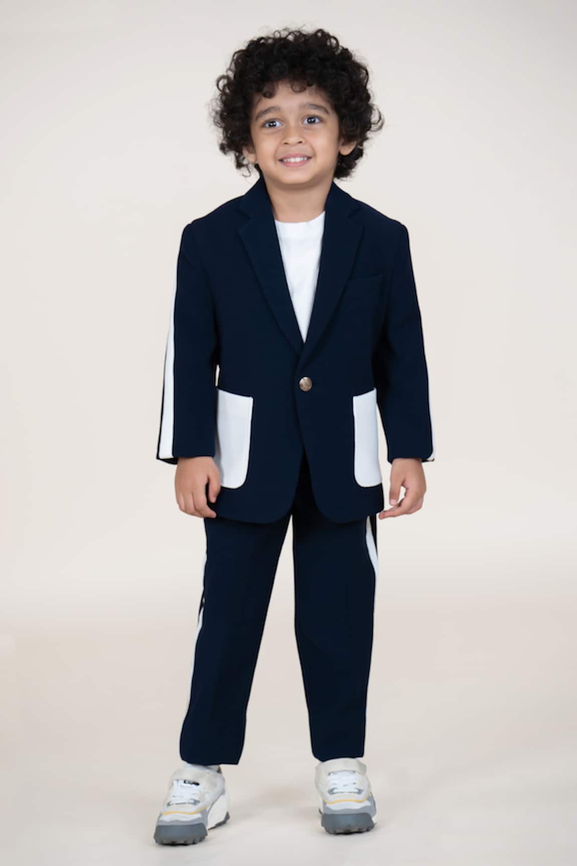 Little Boys Closet Designer Blue Sandwash Suit Set 