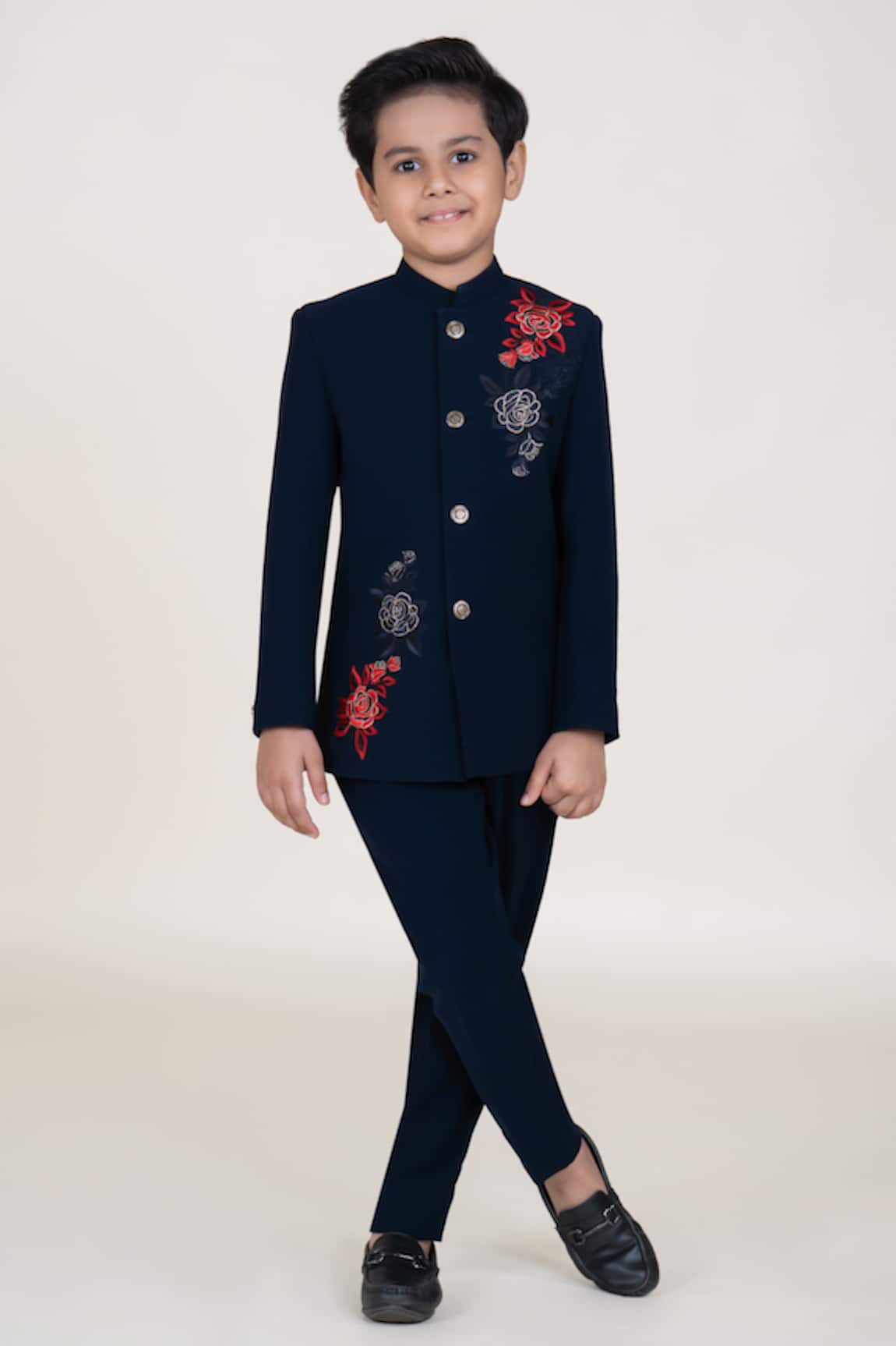 Little Boys Closet Designer Blue Bandhgala & Pant Set 