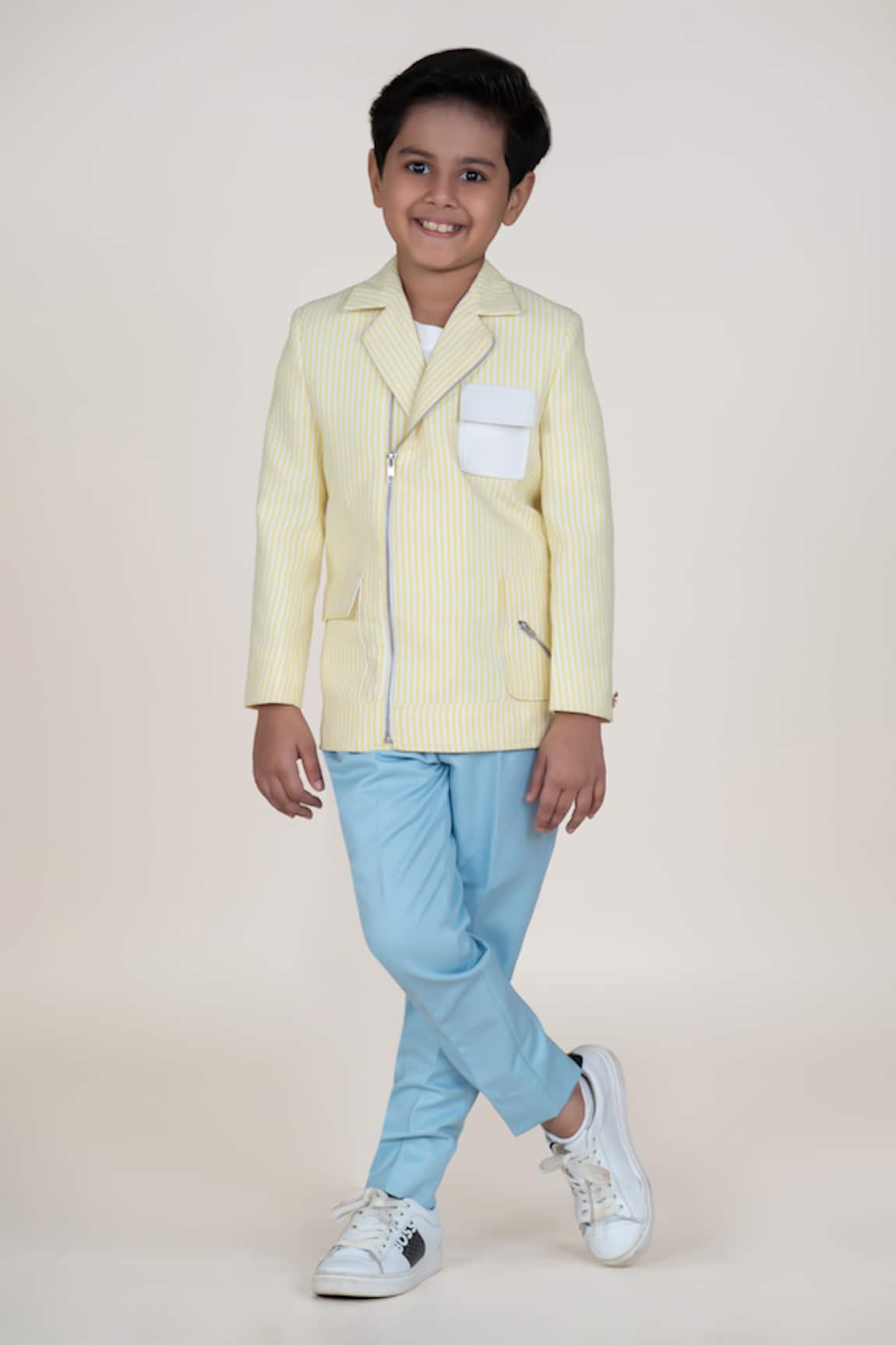 Little Boys Closet Yellow Striped Blazer & Pant Set 