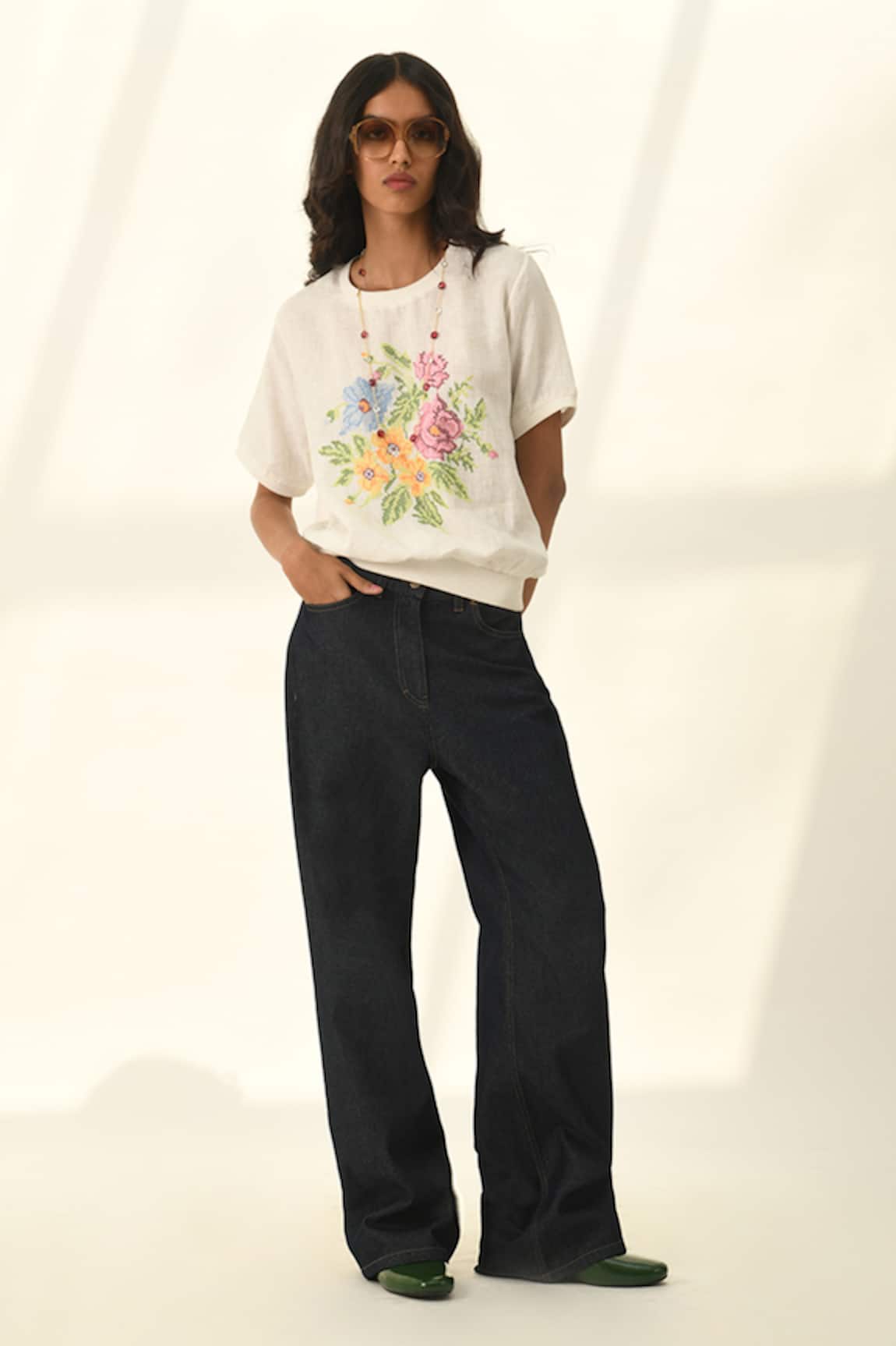 Payal Pratap Embroidered Linen Top 
