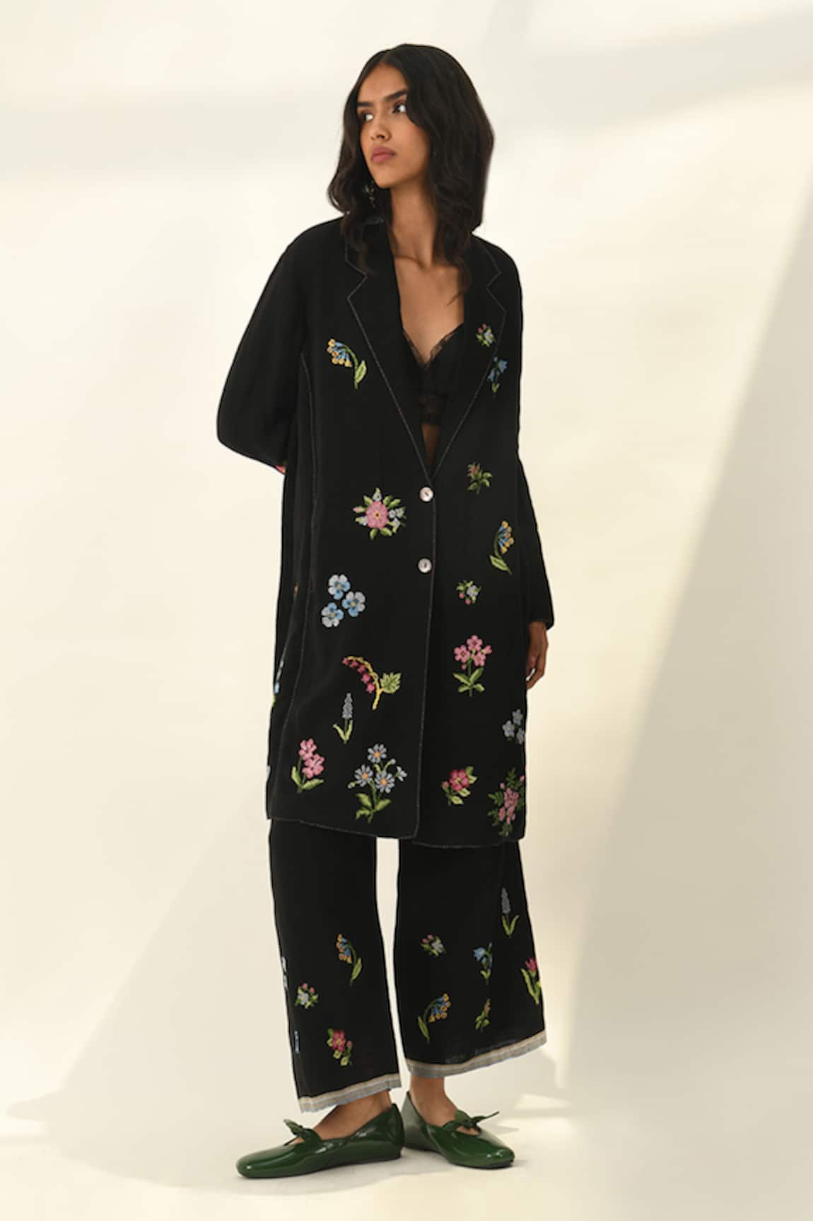 Payal Pratap Delbard Embroidered Linen Pants 