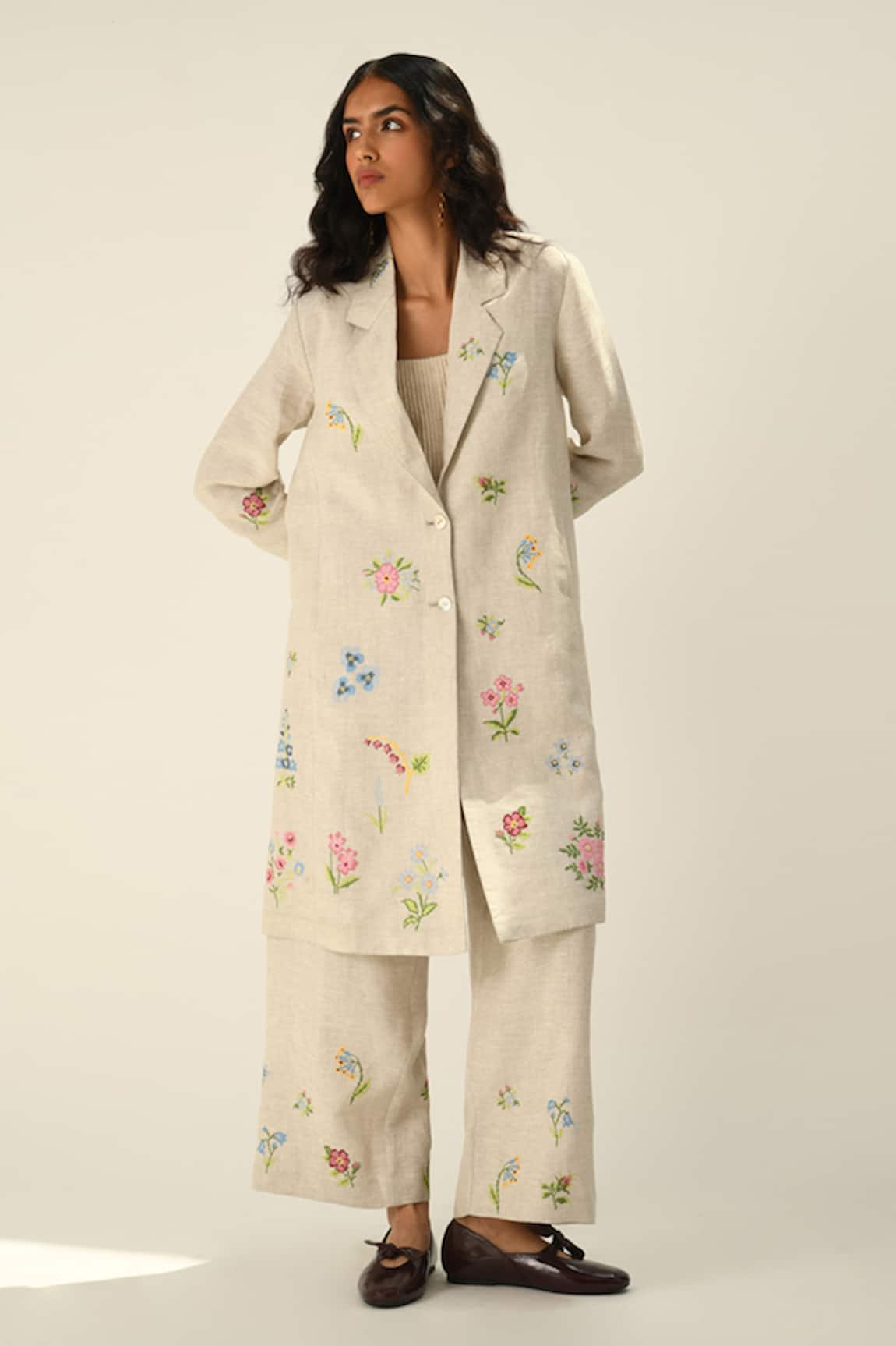 Payal Pratap Embroidered Linen Jacket 