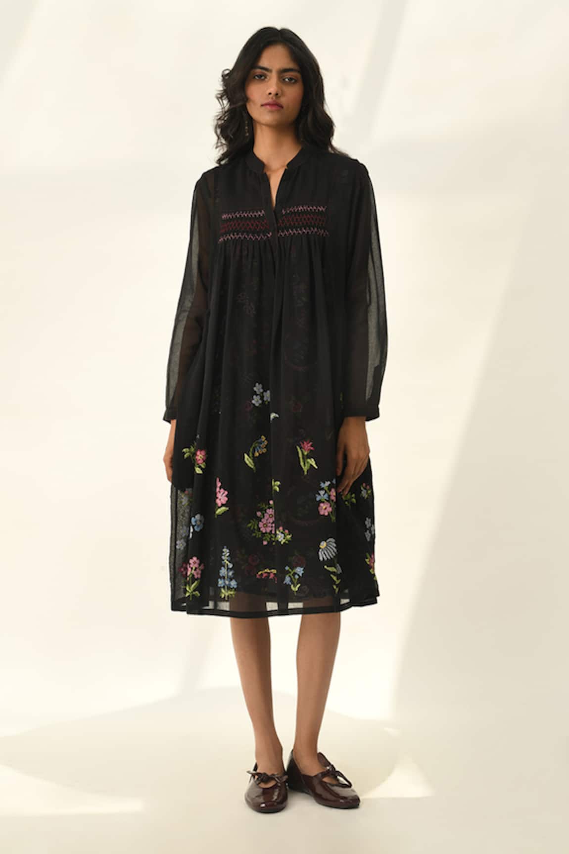 Payal Pratap Black Cross-Stitch Embroidered Tunic Dress 