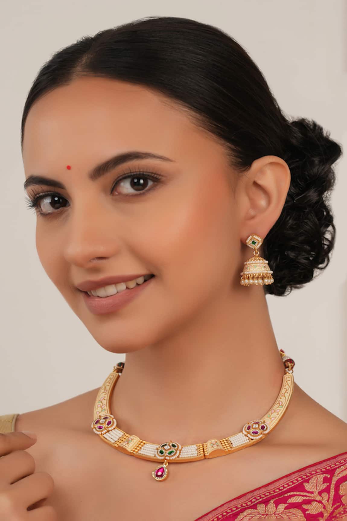 Smars Jewelry Gold Designer Necklace & Earring Set 