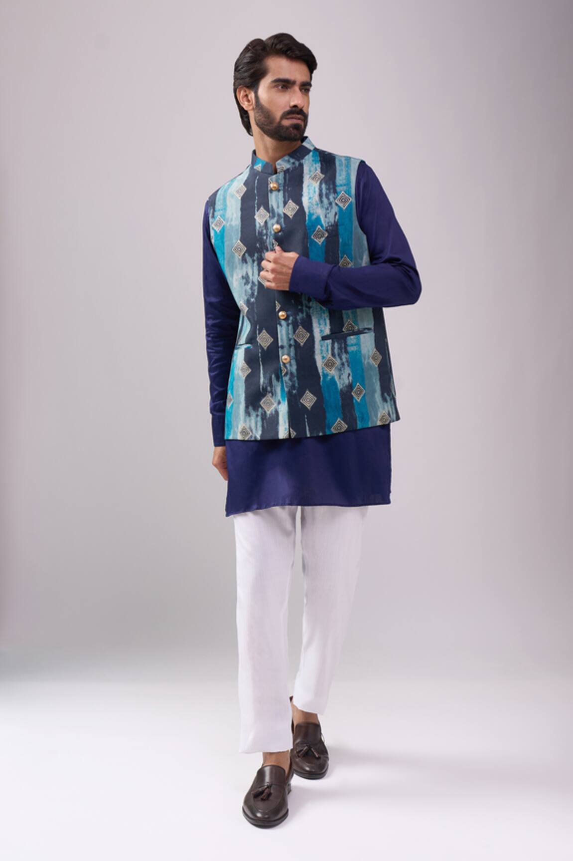 Spring Break Navy Digital Print Kurta Set 