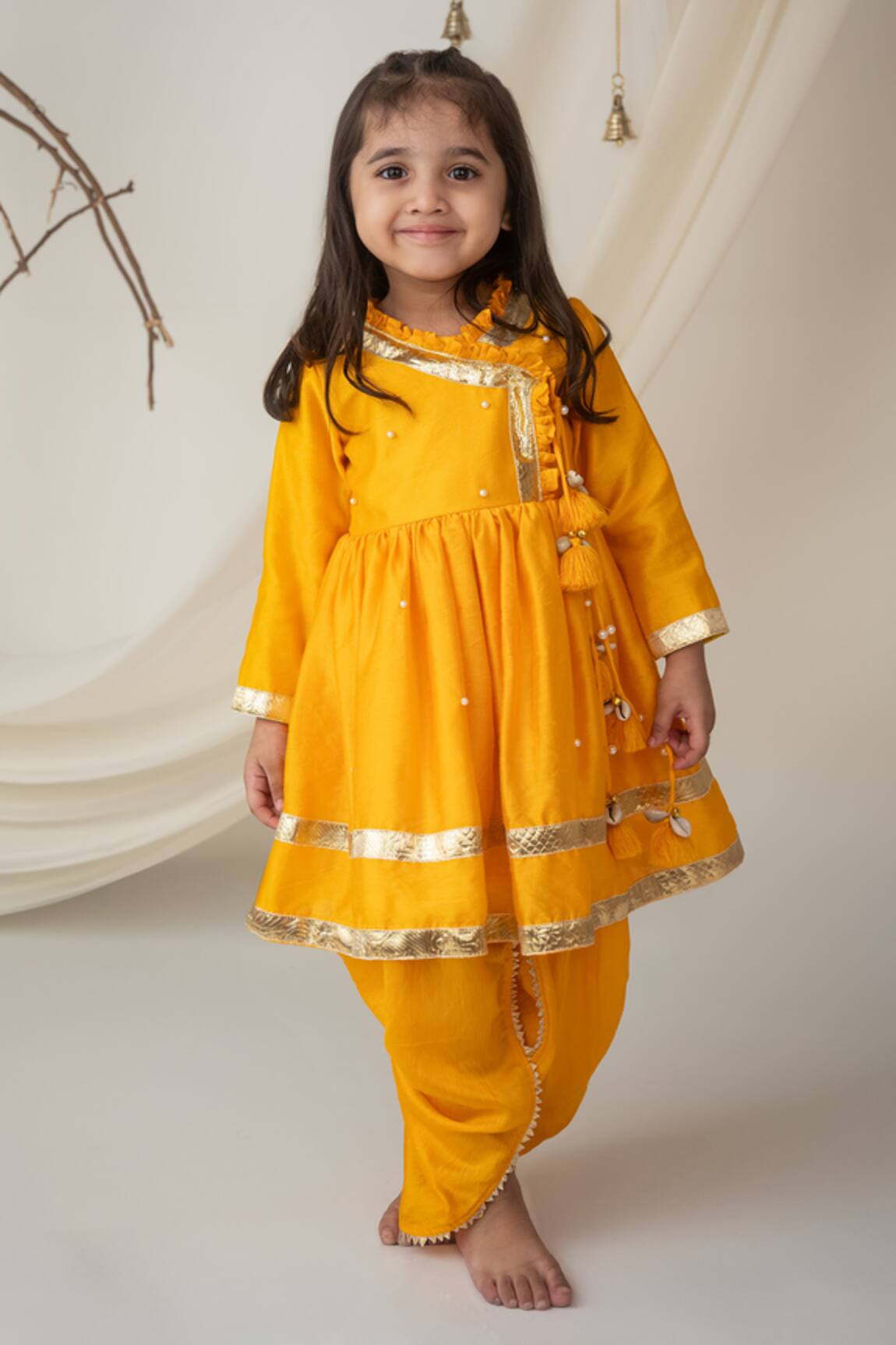 Label Neeti Pearl Embellished Angarkha & Dhoti Pant Set 