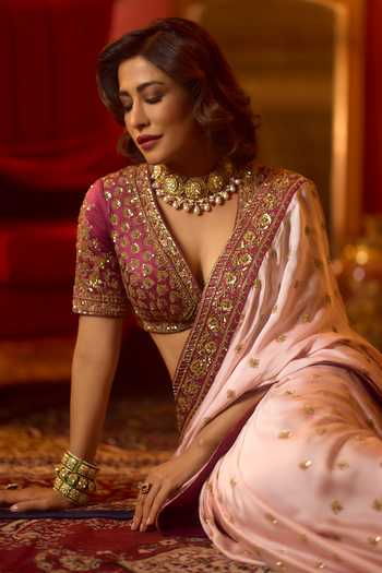 Jigar Mali Embroidered Saree With Blouse 