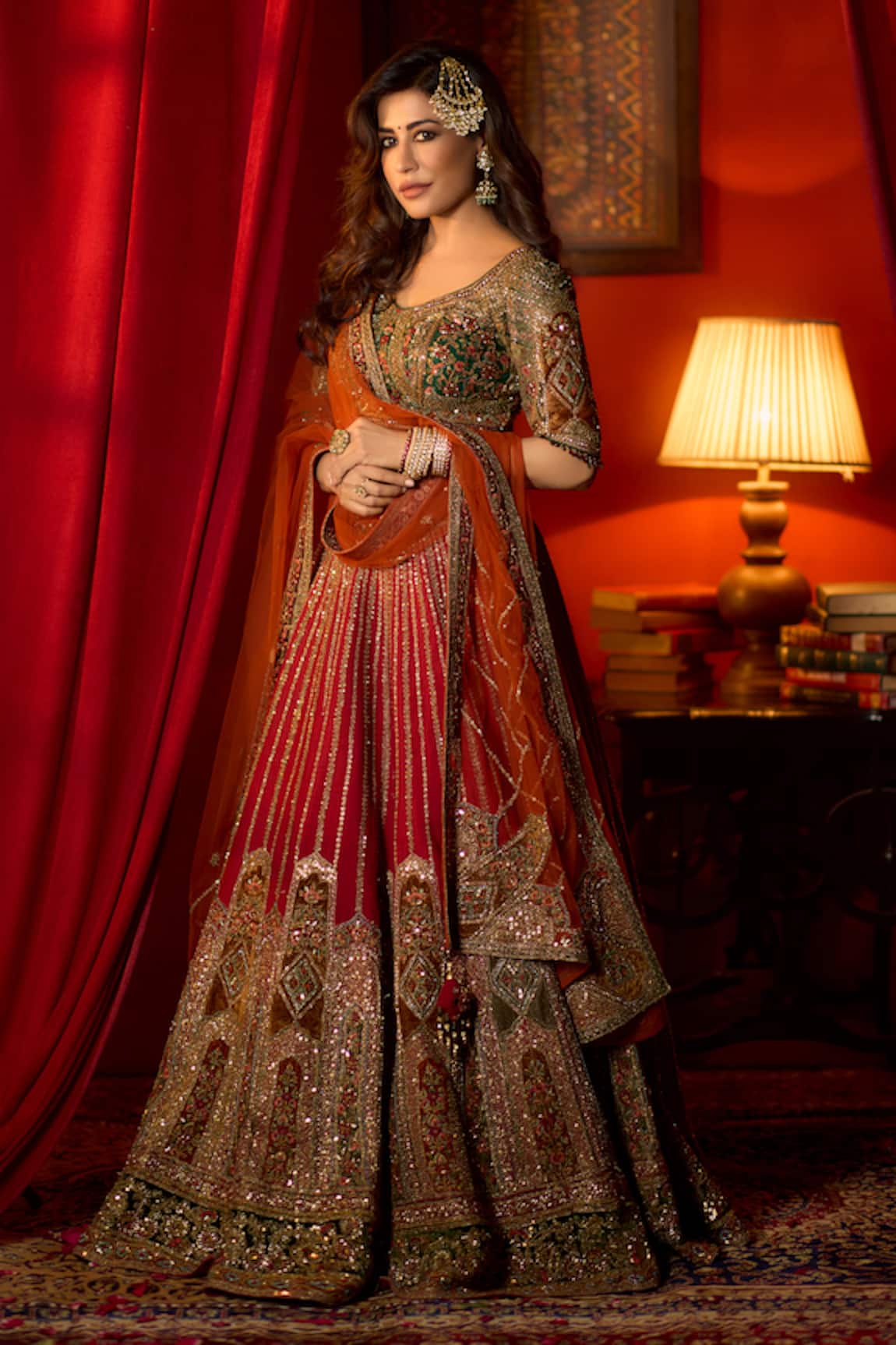 Roqa Mariyam Raw Silk Embroidered Bridal Lehenga Set 