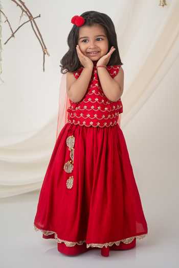 Label Neeti Embroidered Blouse Layered Lehenga Set 