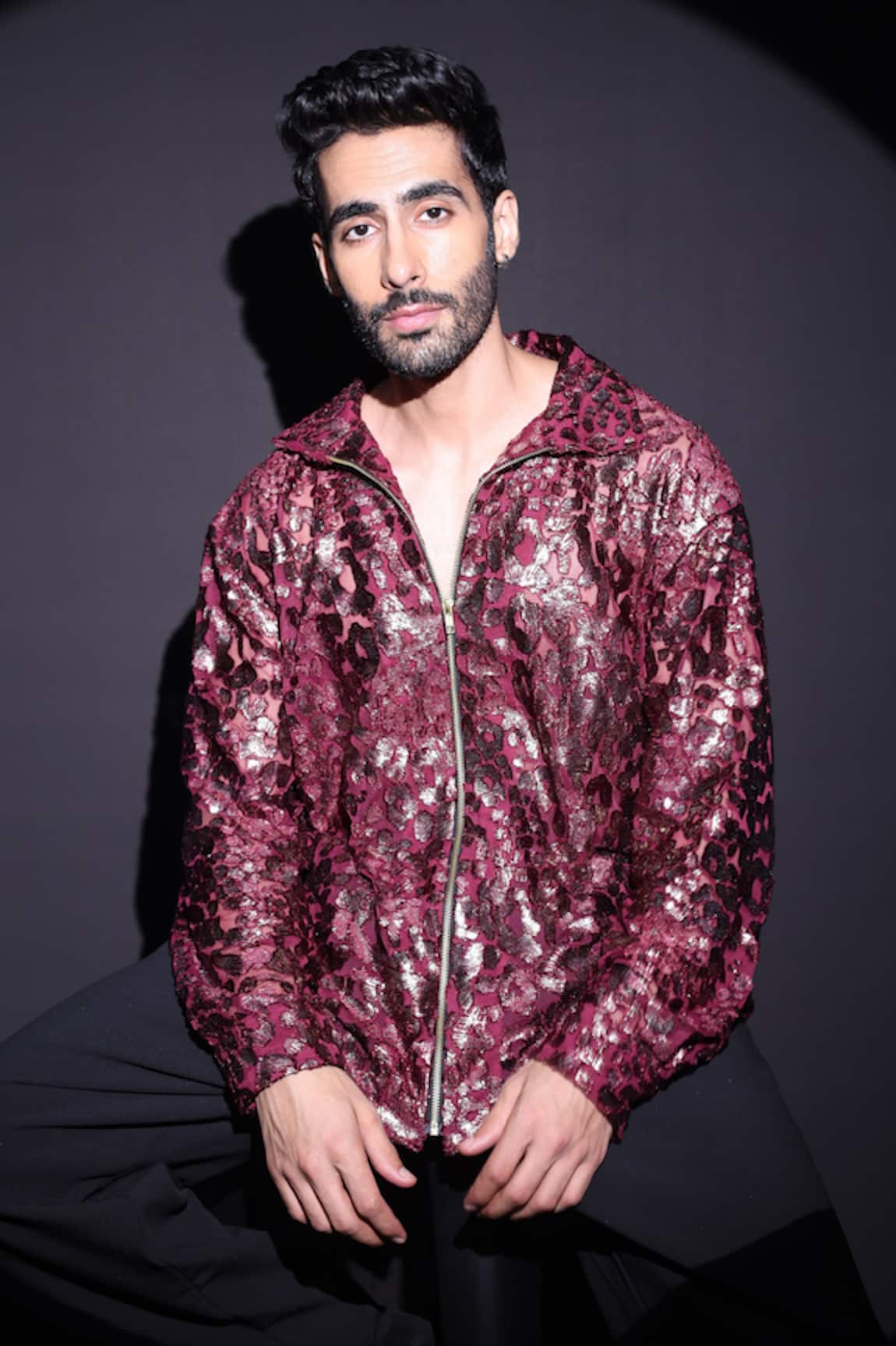 Label Muslin Maroon Velvet Designer Shirt 