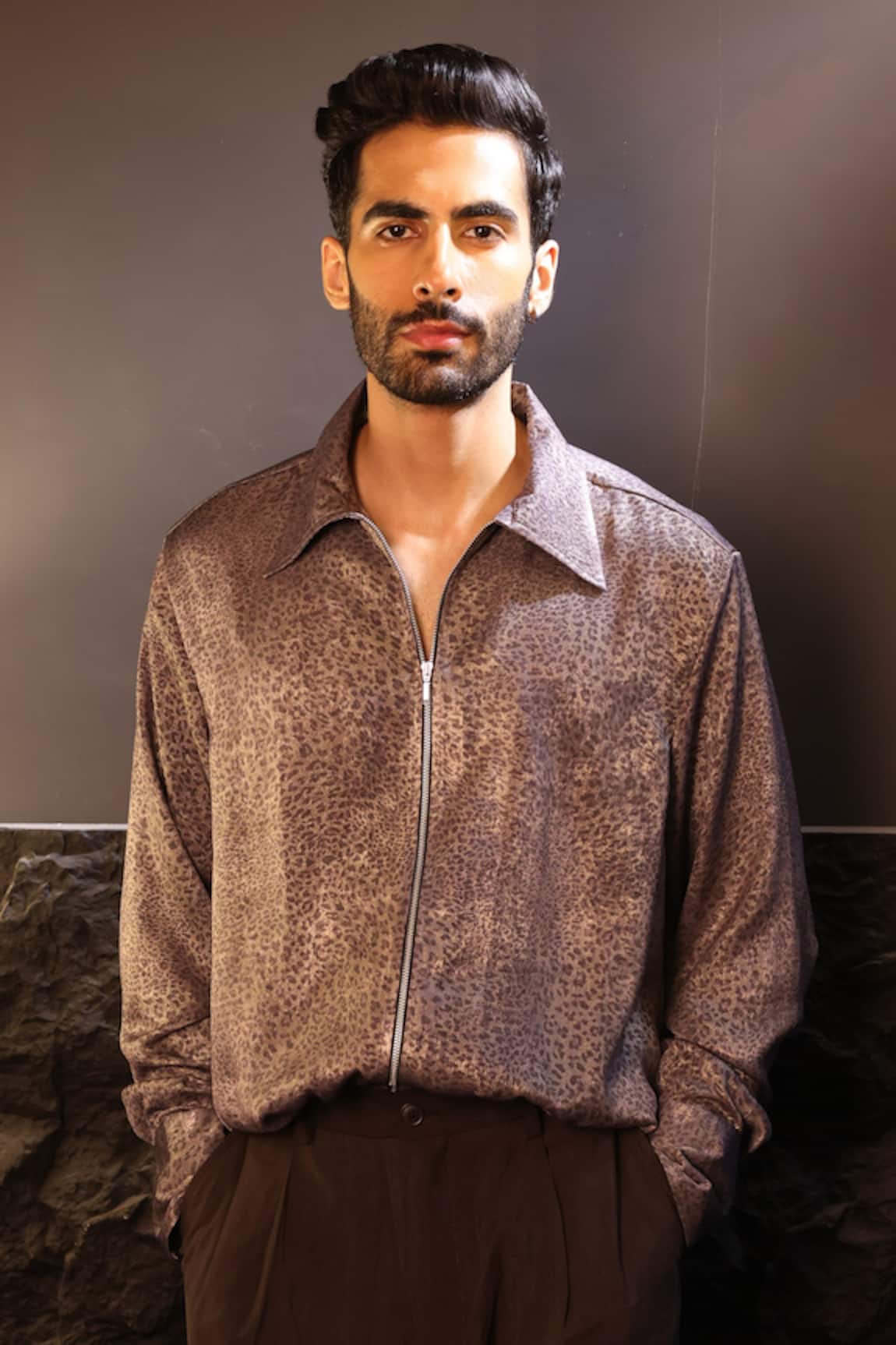 Label Muslin Grey Satin Designer Shirt 