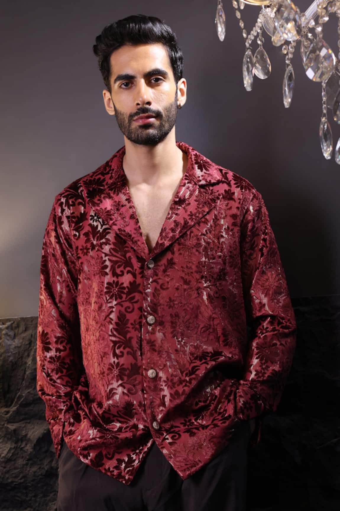Label Muslin Maroon Designer Brasso Shirt 
