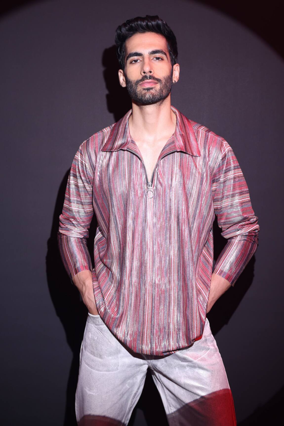 Label Muslin Maroon Satin Designer T-Shirt 
