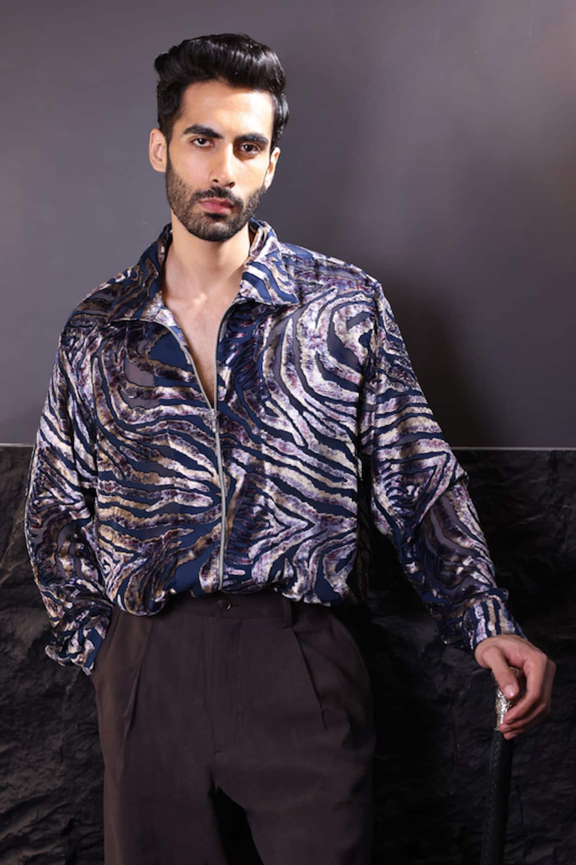 Label Muslin Designer Blue Brasso Shirt 