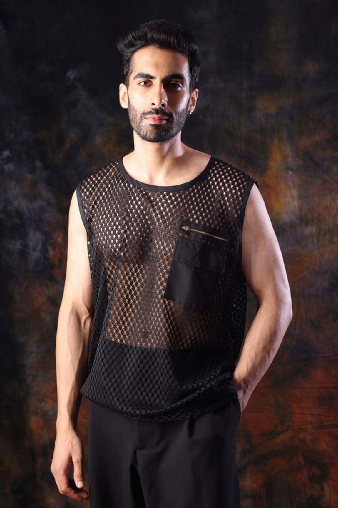 Label Muslin Black Crochet Designer T-Shirt 