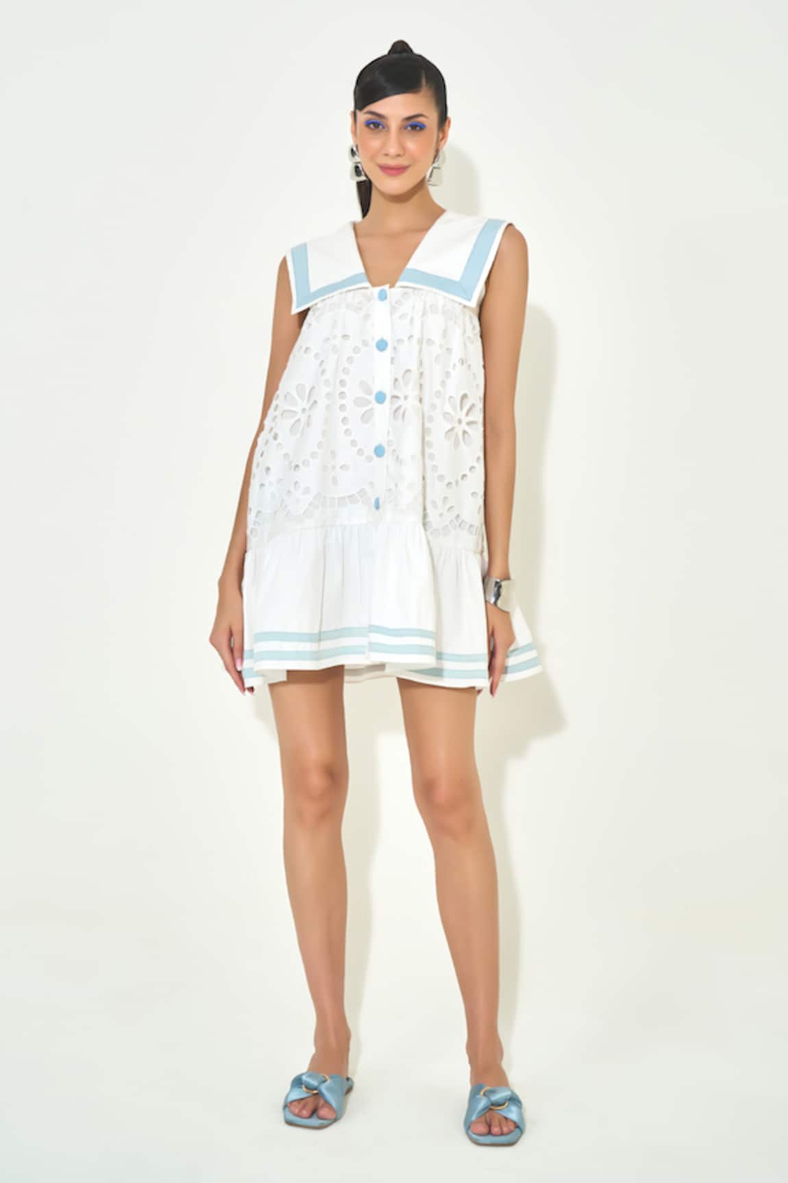 Qala Clothing Light Blue Riviera Sailor Dress 