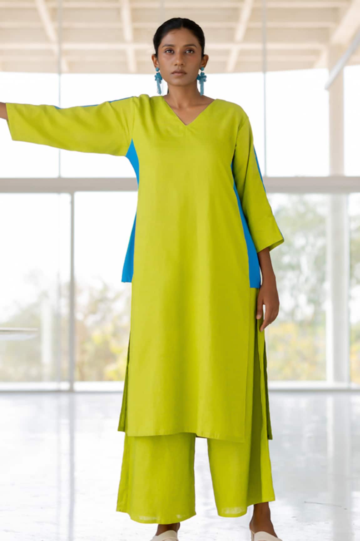 Silai Studio Avocado Azure Box Slit Kurta 