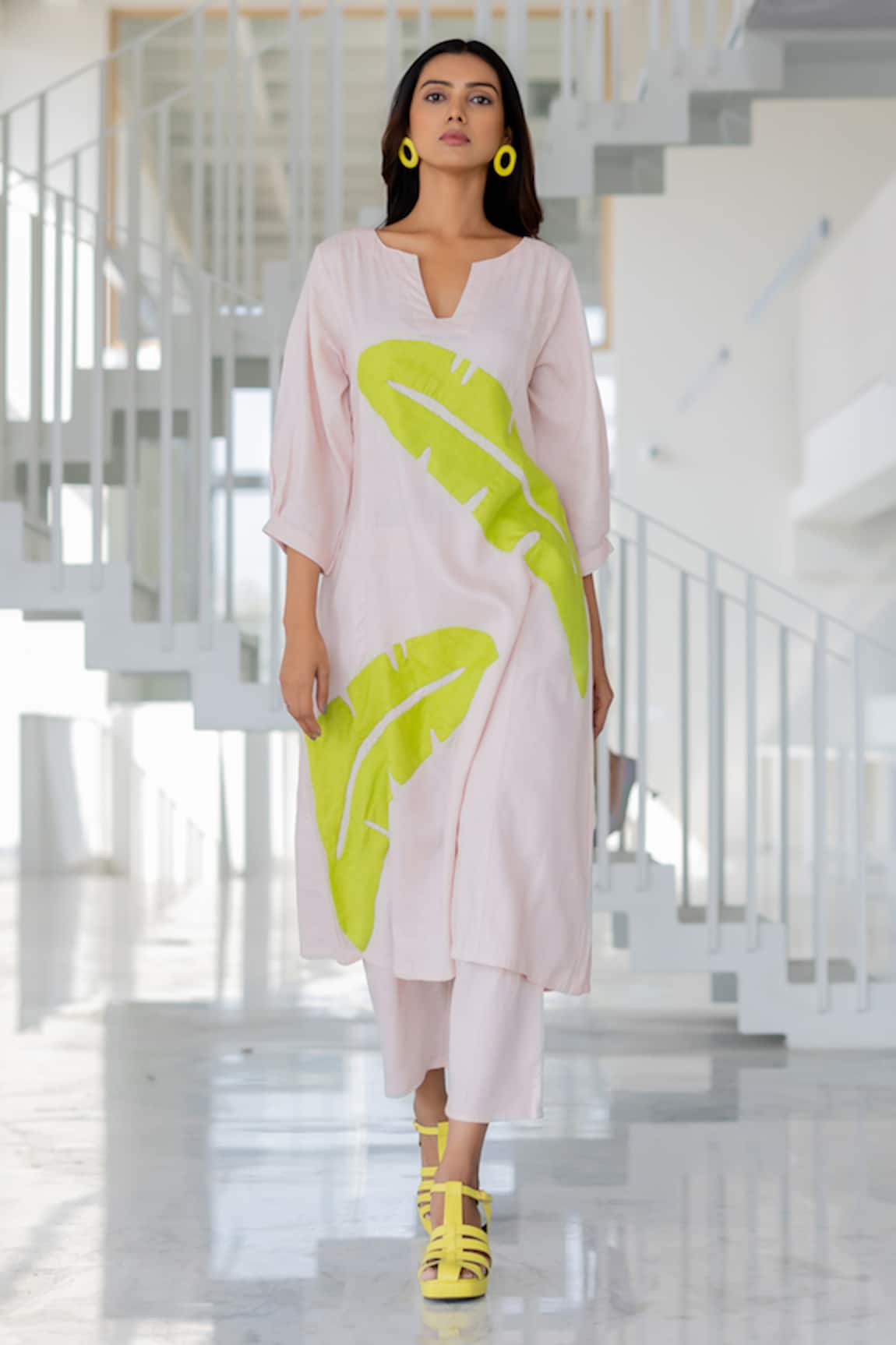 Silai Studio Blush Basil Applique Kurta Set 