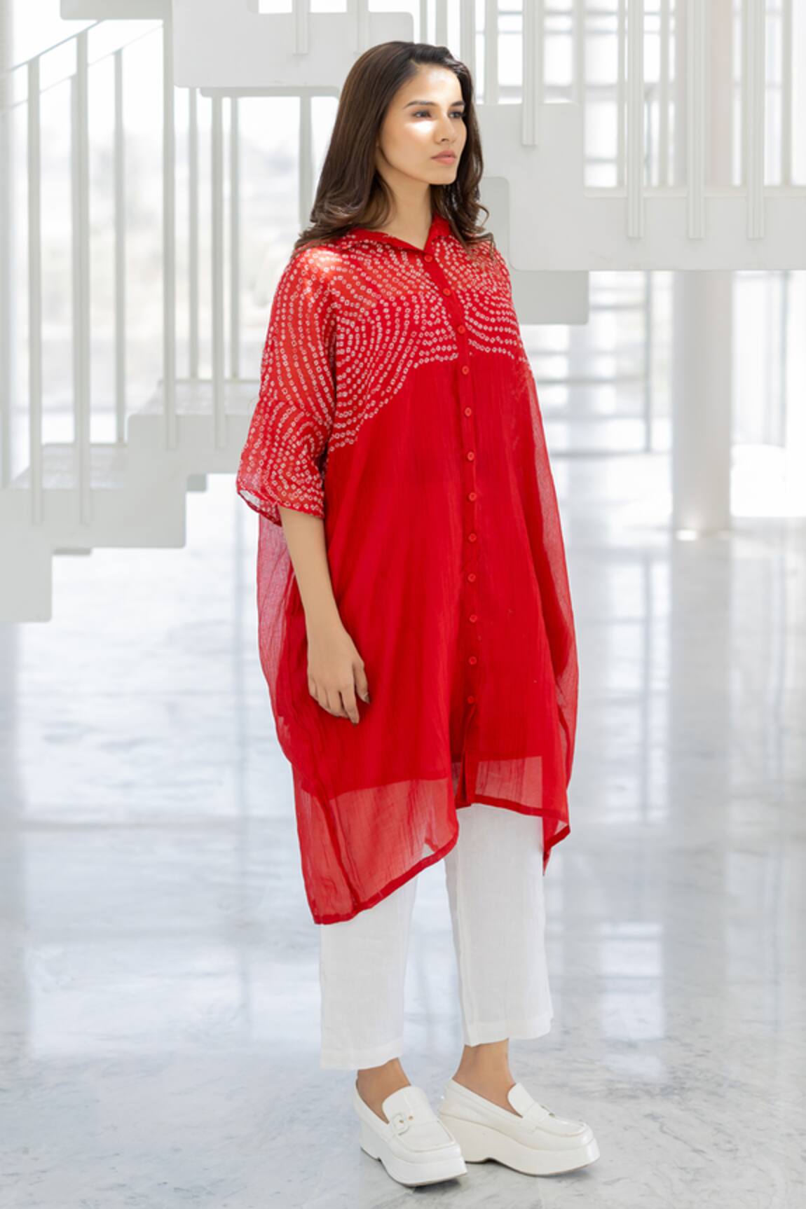 Silai Studio Ruby Swirl Bandhani Tunic 