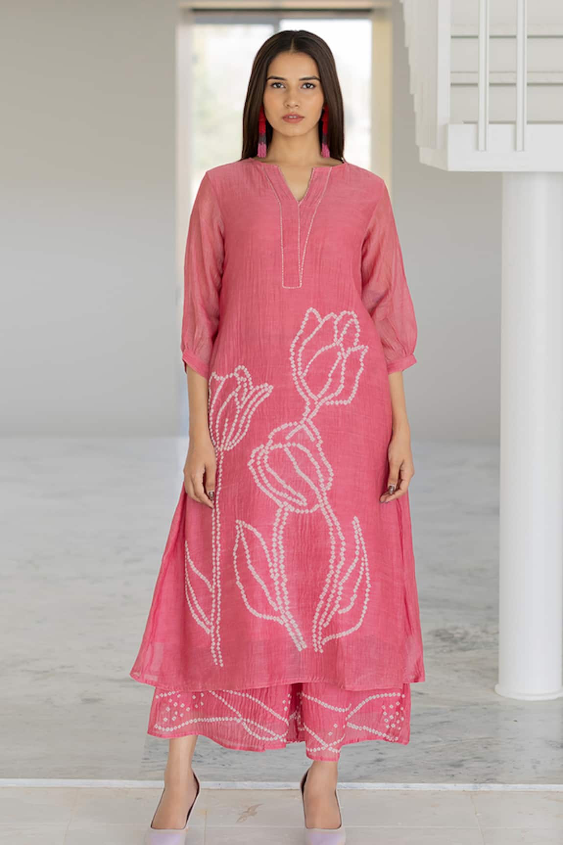 Silai Studio Misty Tulips Bandhani Kurta Set 